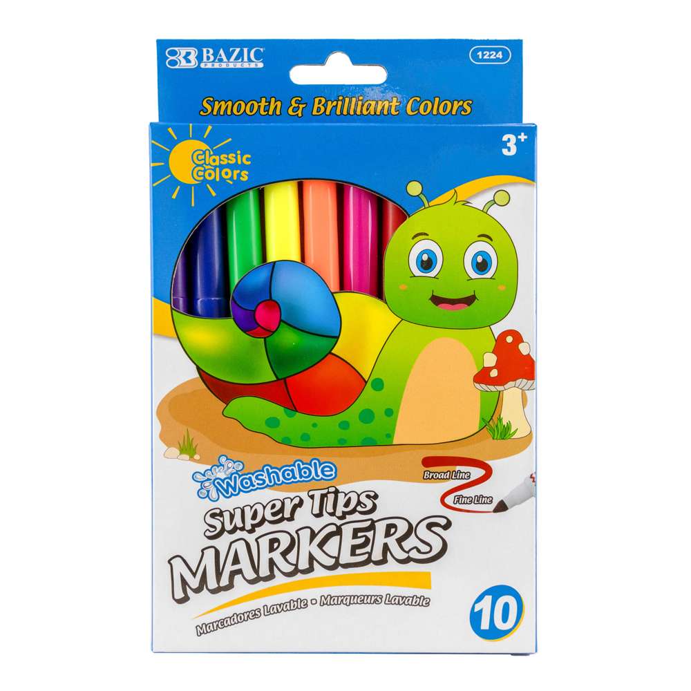 10 Colors Super Tip Washable Markers