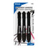 Set of three BAZIC black chisel tip jumbo permanent markers with grip, ideal for bold writing and drawing on various surfaces.