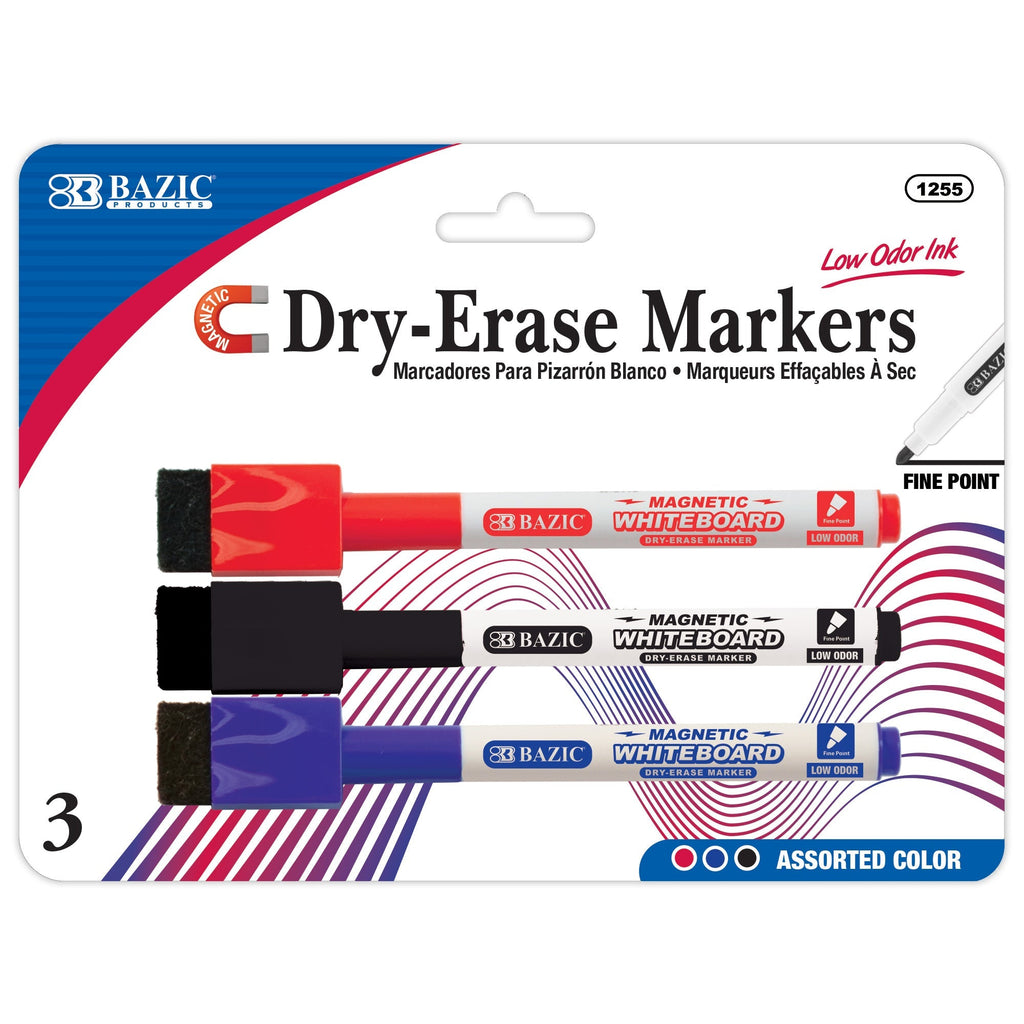 Assorted Colors Magnetic Dry-Erase Markers (3/Pack)