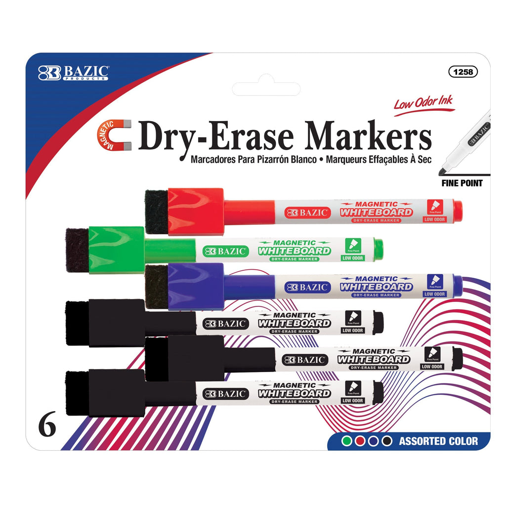 Assorted Colors Magnetic Dry-Erase Markers (6/Pack)
