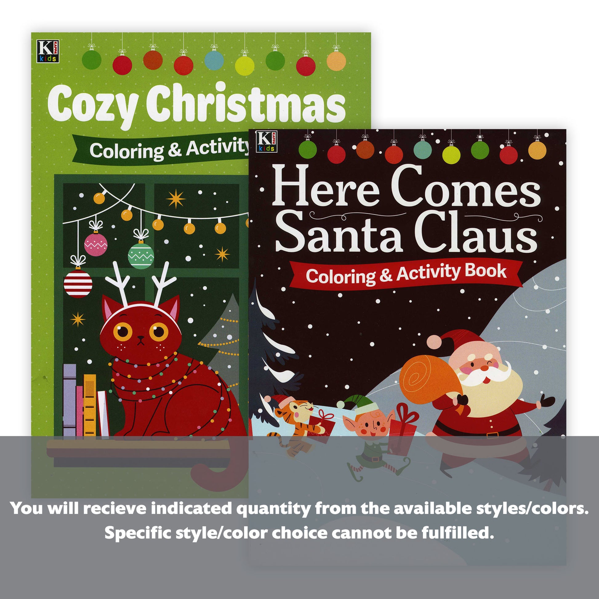 BAZIC KAPPA Christmas coloring and activity book featuring festive pages and fun activities for kids.