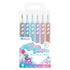 Set of BAZIC Fantasia 6 Pastel Colors Washable Brush Markers for BYOB art projects, displayed with colorful ink tips and caps