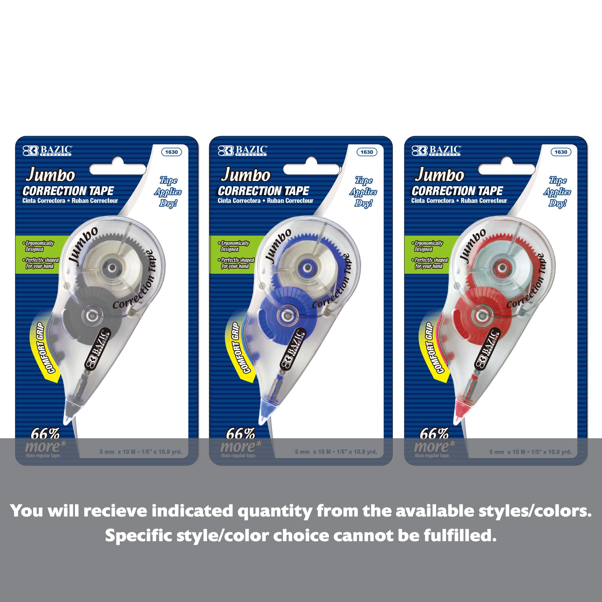 5 mm x 394" Jumbo Correction Tape w/ Grip