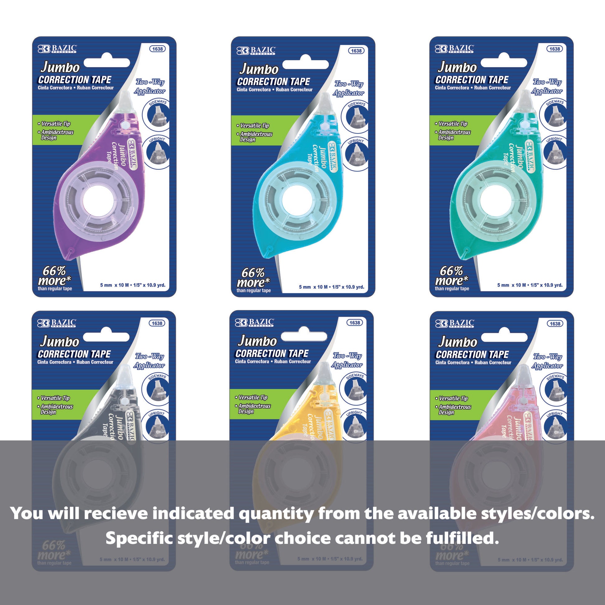 5 mm x 394" Jumbo Correction Tape w/ Two Way Applicator