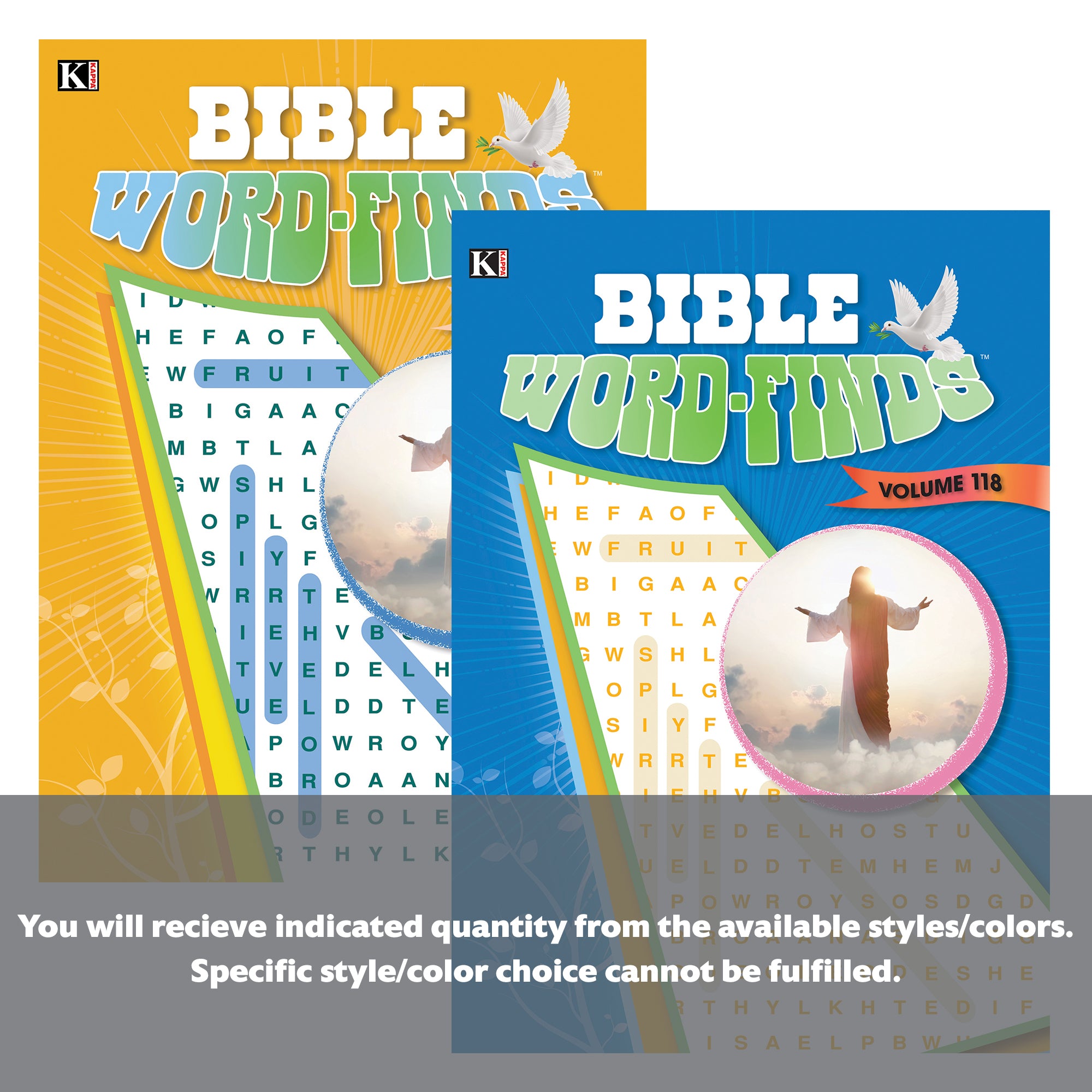 BAZIC KAPPA Bible Series Word Finds Puzzle Book, BYOB edition, featuring colorful pages and Bible-themed word search puzzles.