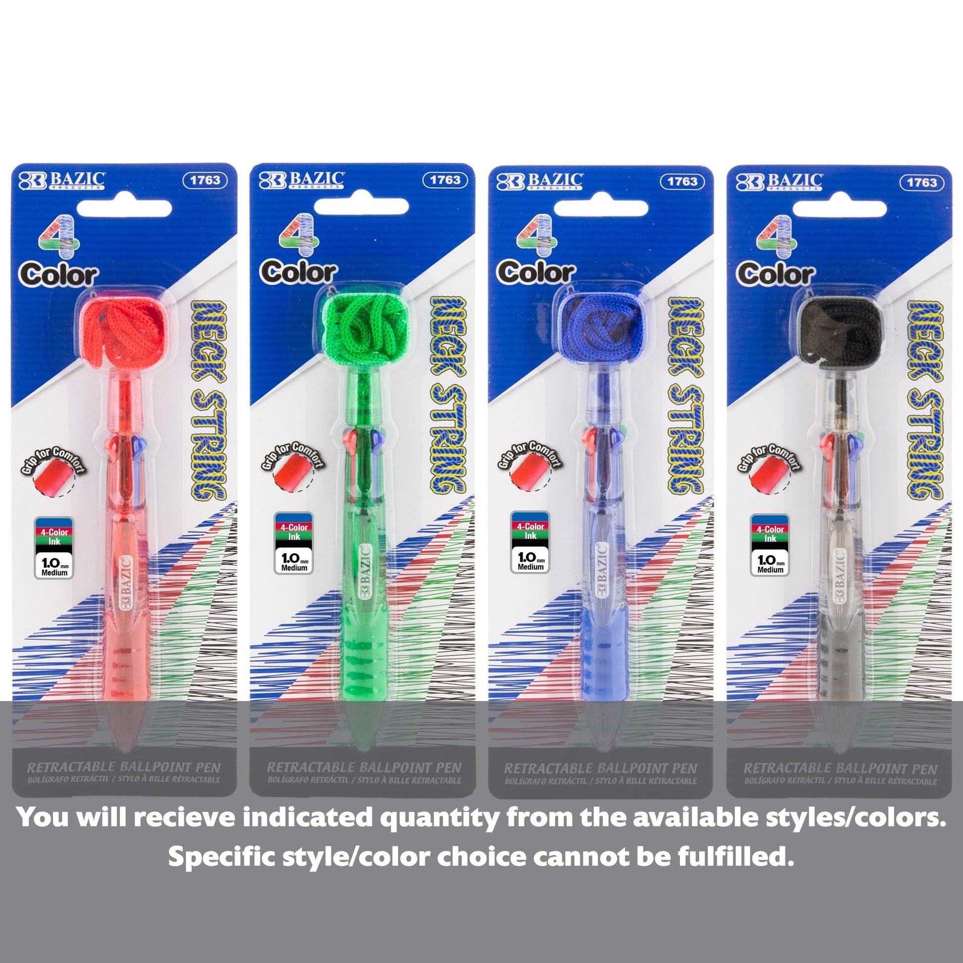 4-Color Neck Pen w/ Cushion Grip