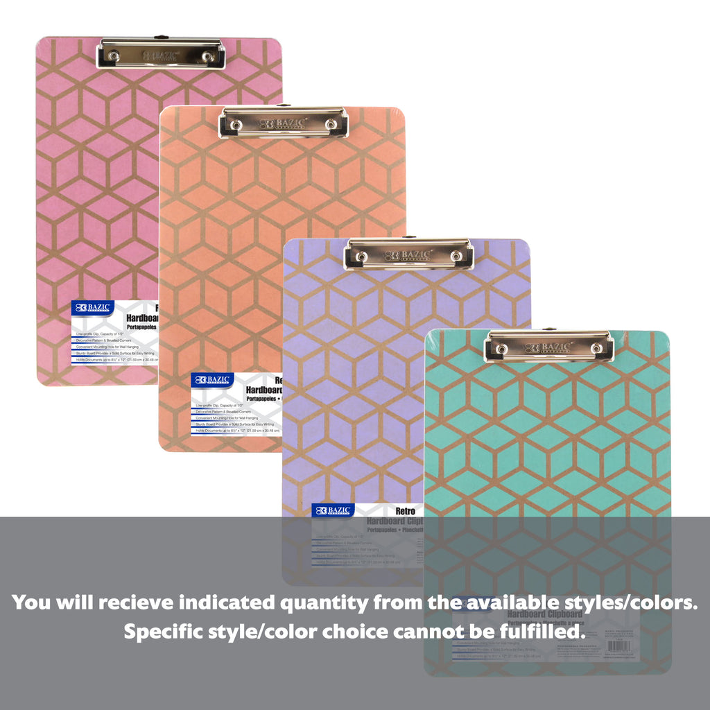 Standard Size Retro Hardboard Clipboard w/ Low Profile Clip