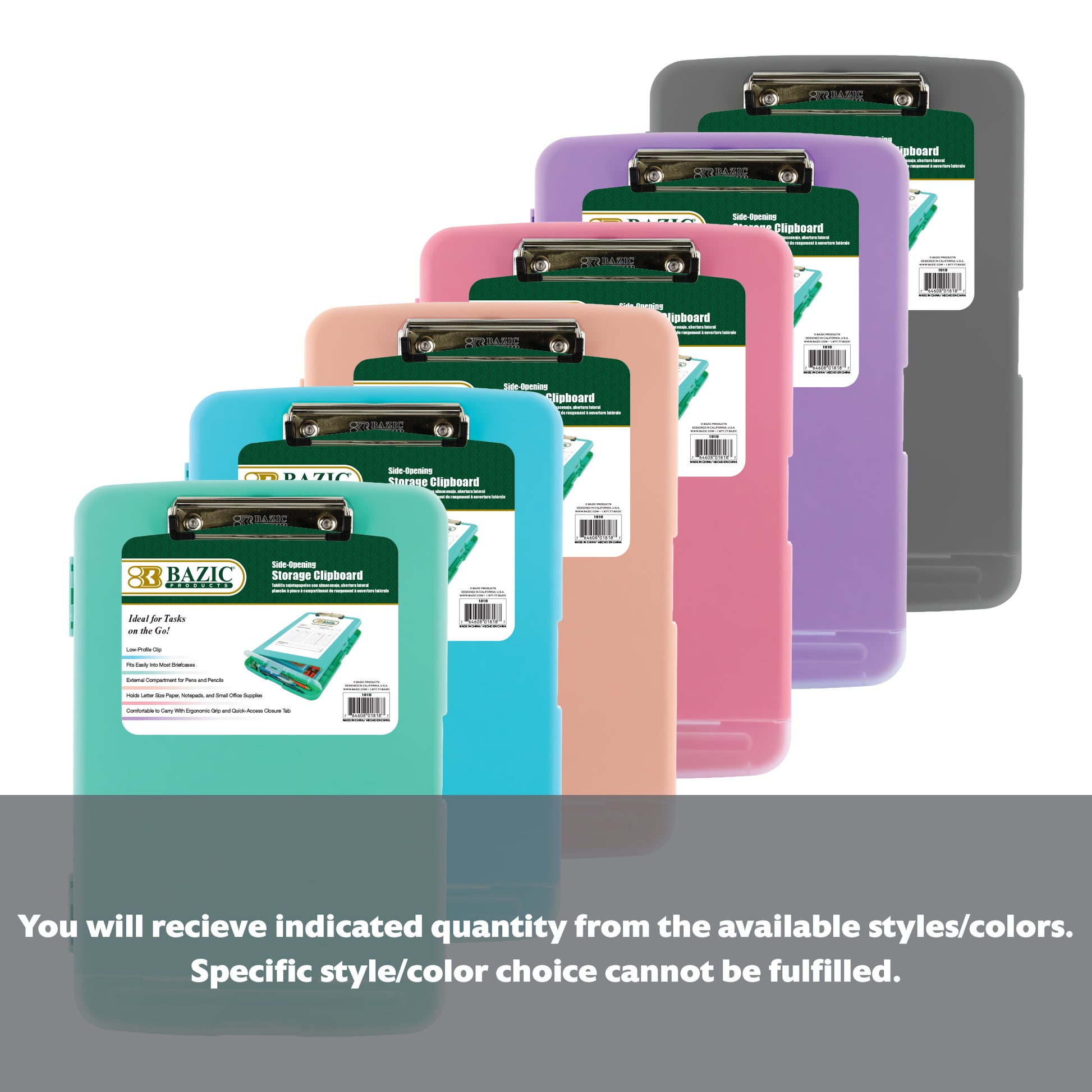 Pastel Color Clipboard with Storage & Pen Holder