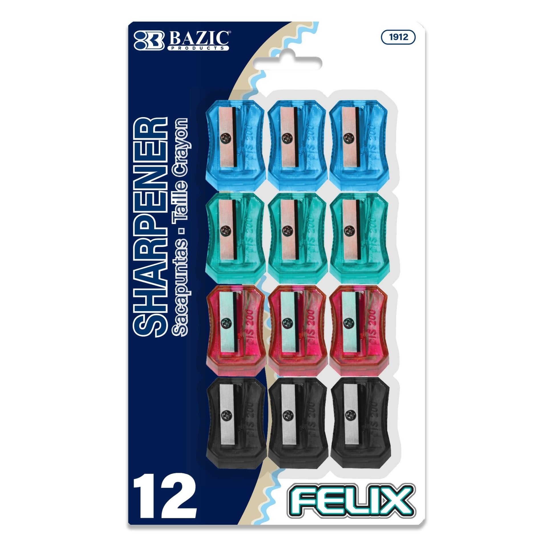 Felix Square Transparent Pencil Sharpener (12/Pack) - BZBox