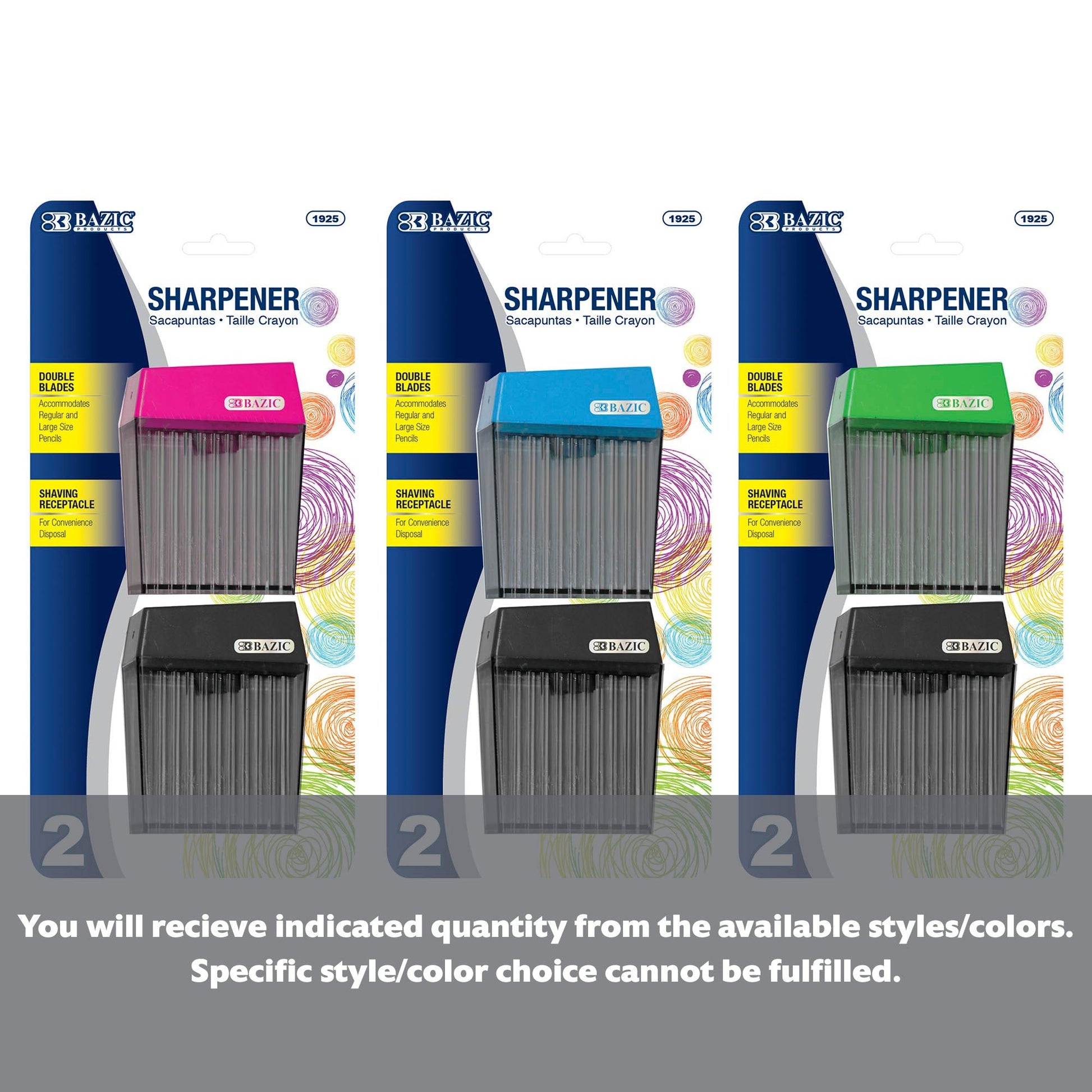 Harper Dual Hole Square Sharpener w/ Receptacle (2/Pack) - BZBox