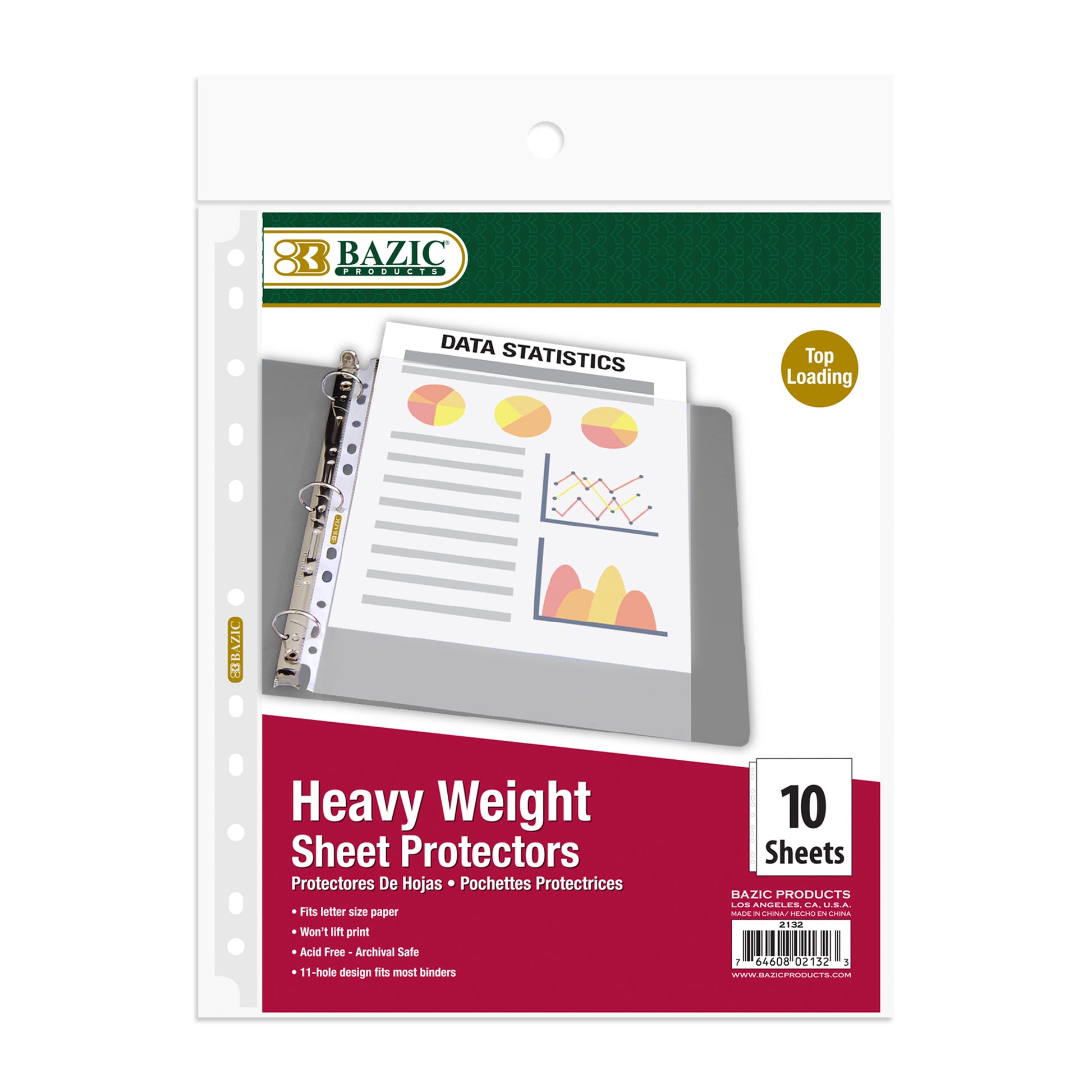 Heavy weight BYOB top loading sheet protectors from Bazicstore, 10-pack, clear plastic covers for documents.