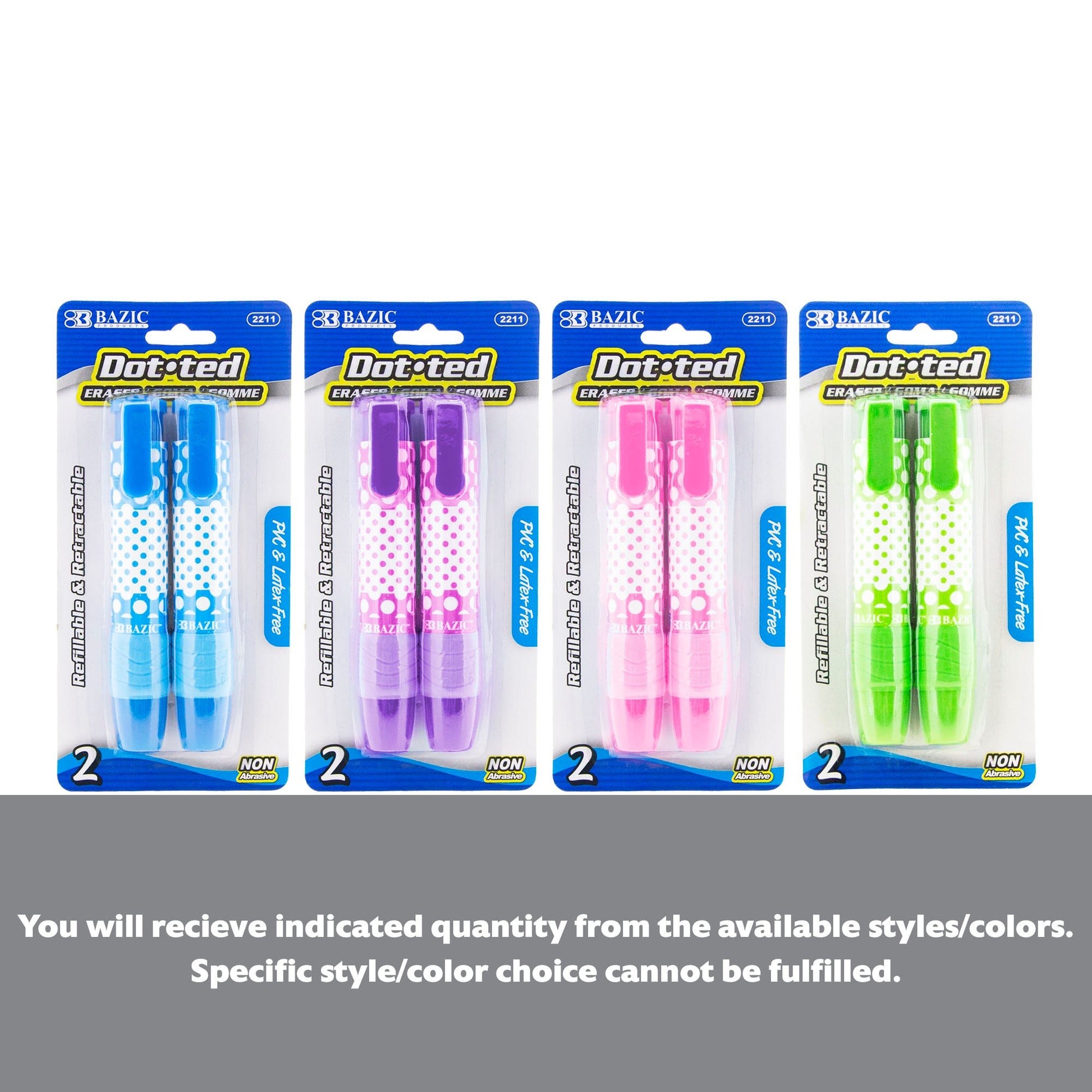 Dot.ted Retractable Stick Erasers (2/Pack) - BZBox