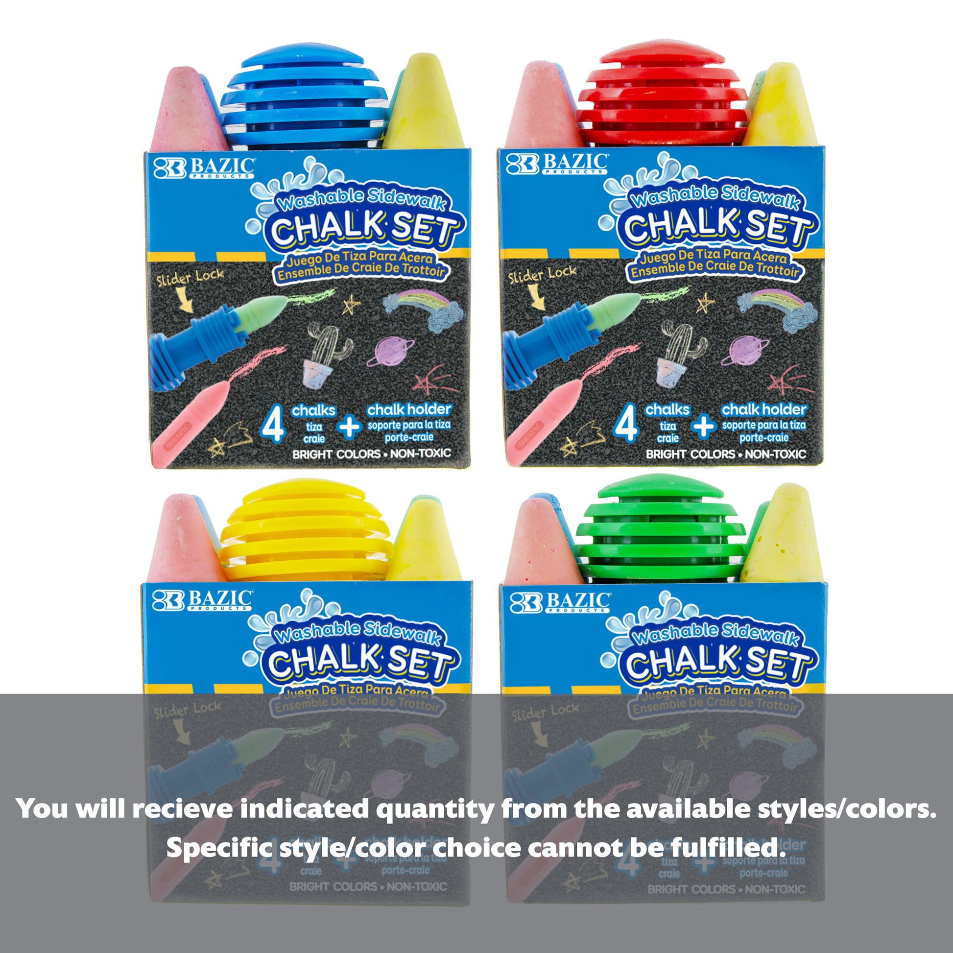 4 Jumbo Sidewalk Chalks & 1 Chalk Holder