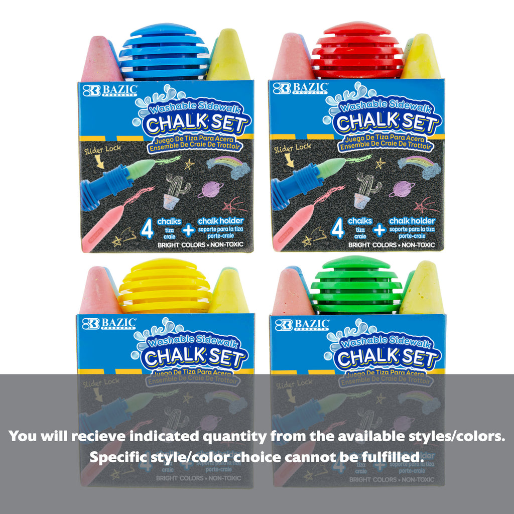 4 Jumbo Sidewalk Chalks & 1 Chalk Holder
