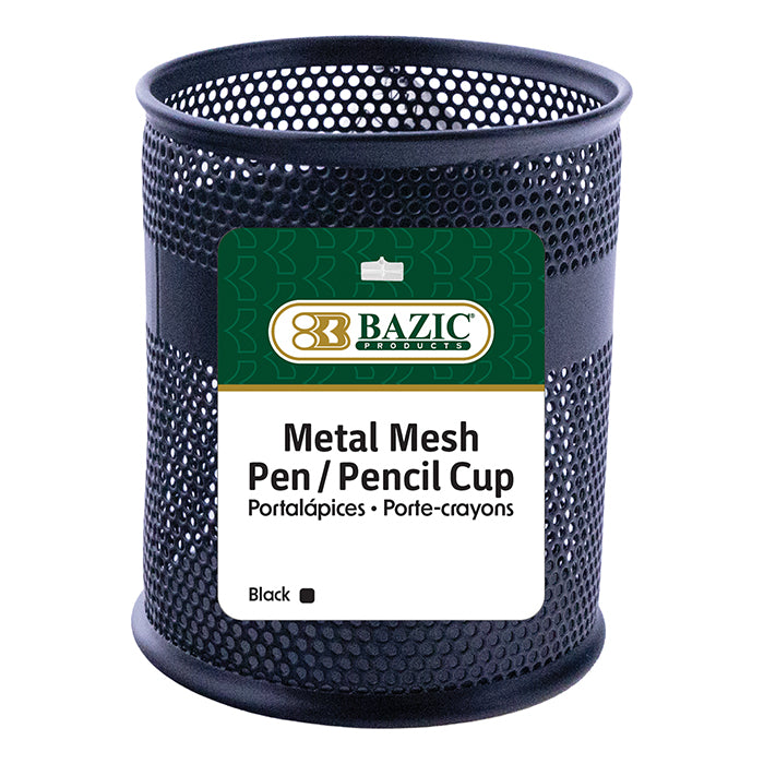 Black Metal Mesh Pen Cup Holder