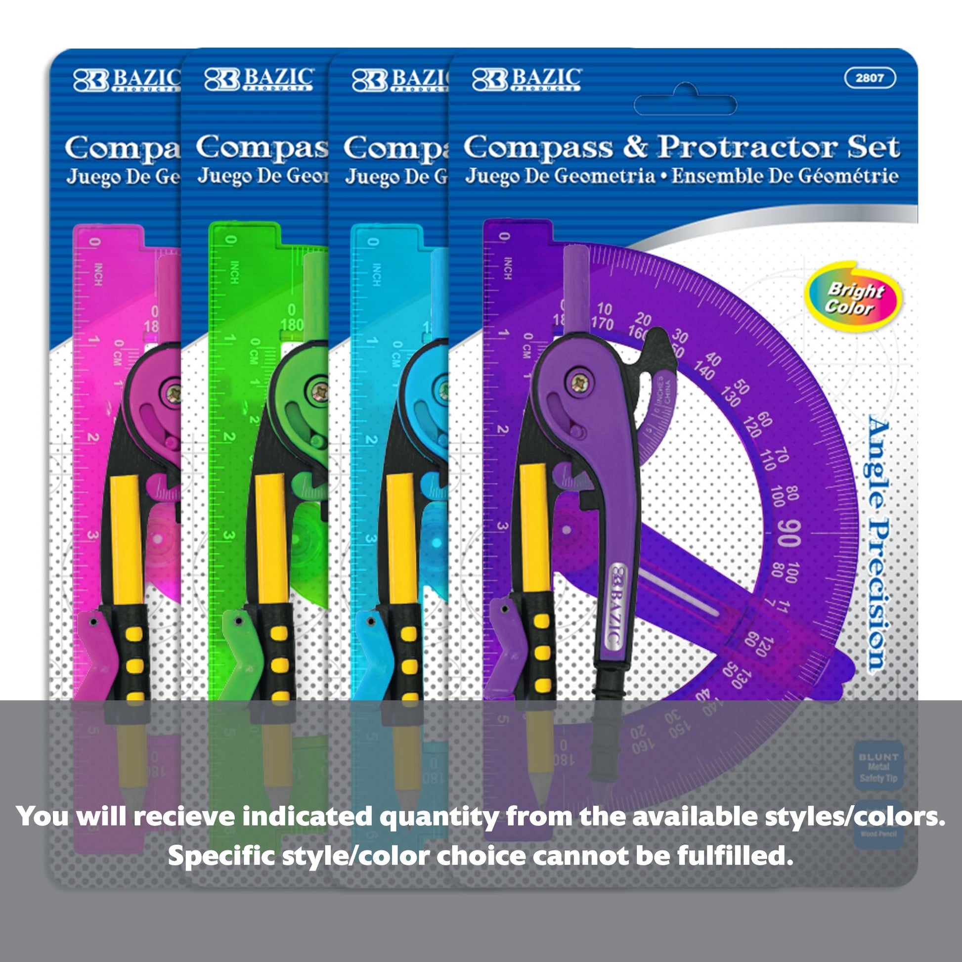 Scale-Arm Compass w/ #2 Wood Pencil & 6" Protractor Set - BZBox