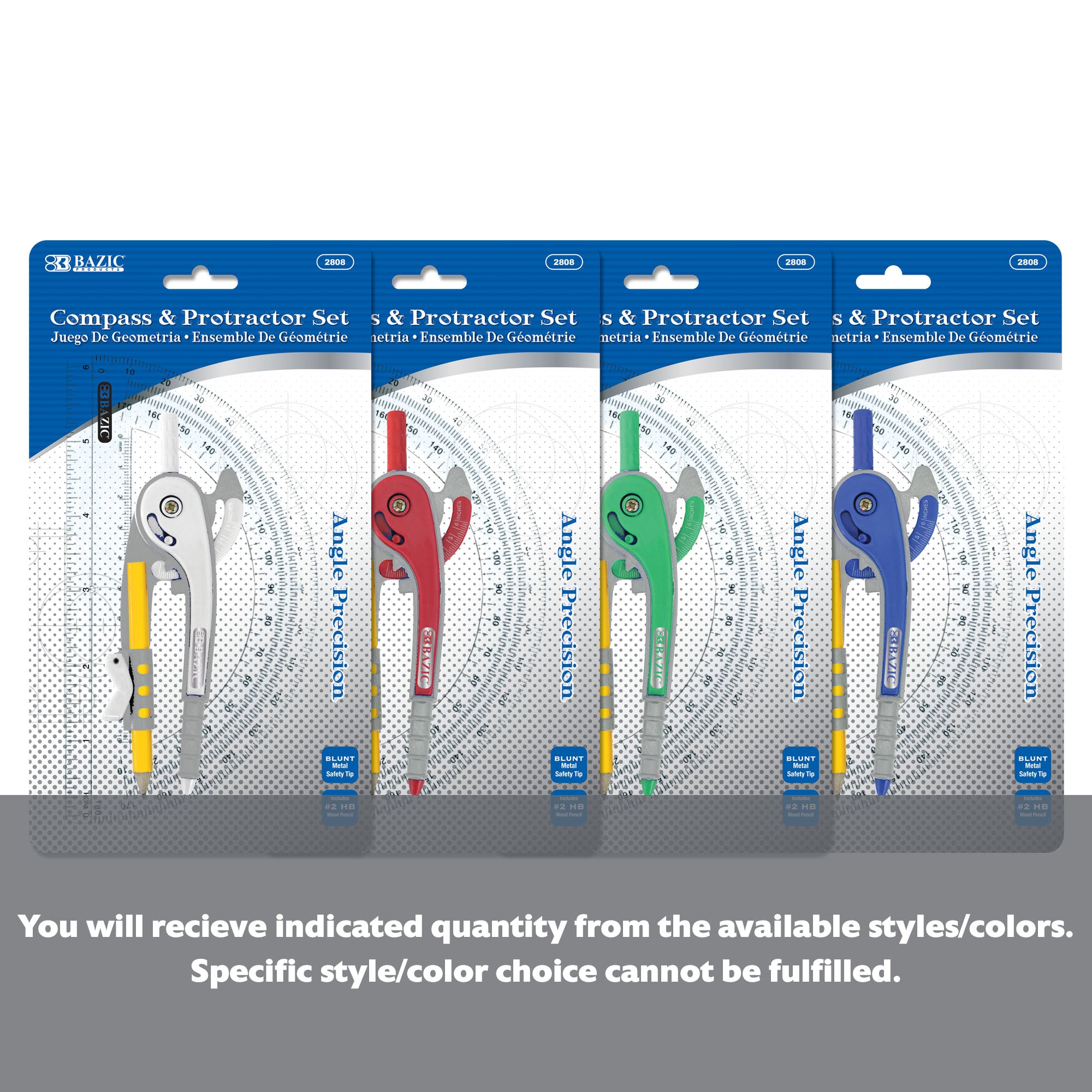 Scale-Arm Compass w/ #2 Wood Pencil & 6" Clear Protractor Set