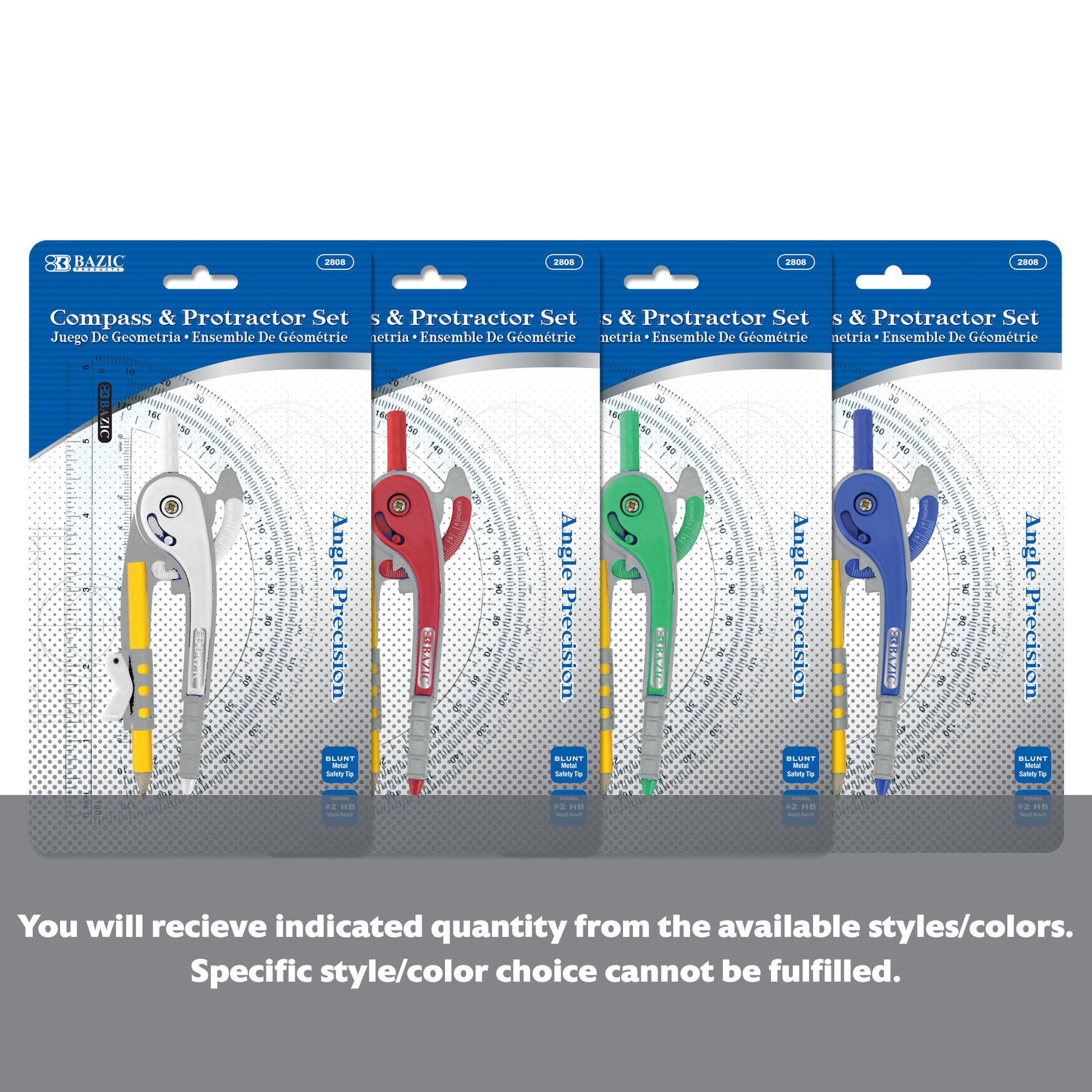 Scale-Arm Compass w/ #2 Wood Pencil & 6" Clear Protractor Set