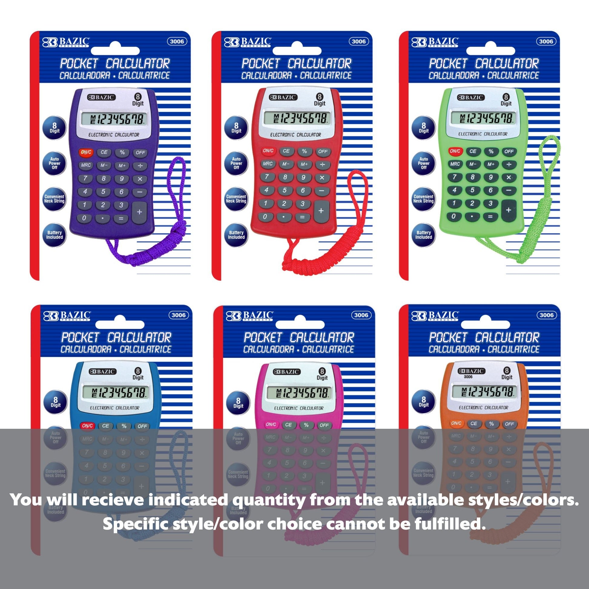 8-Digit Pocket Size Calculator w/ Neck String - BZBox