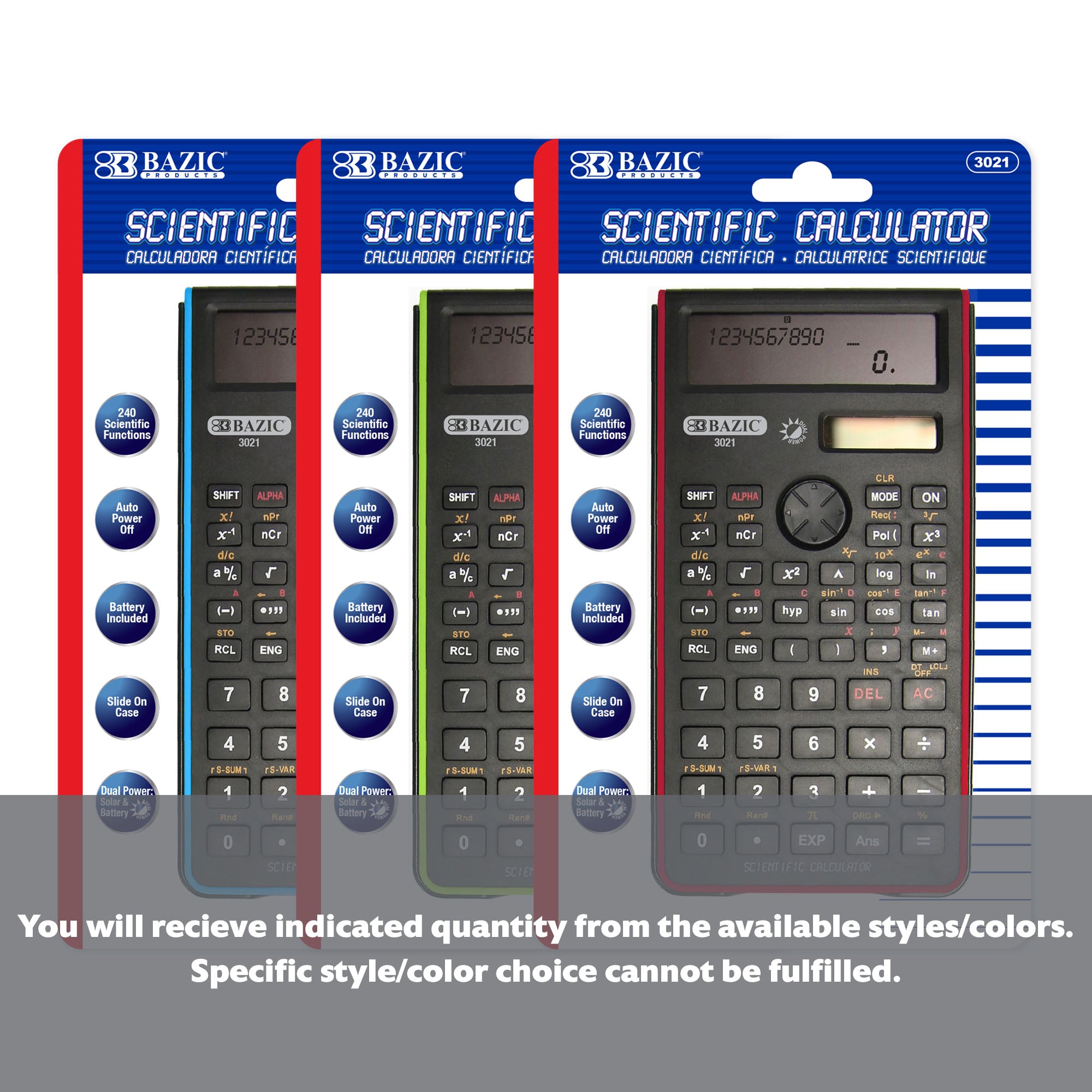 240 Function Fancy color Scientific Calculator w/ Slide-On Case