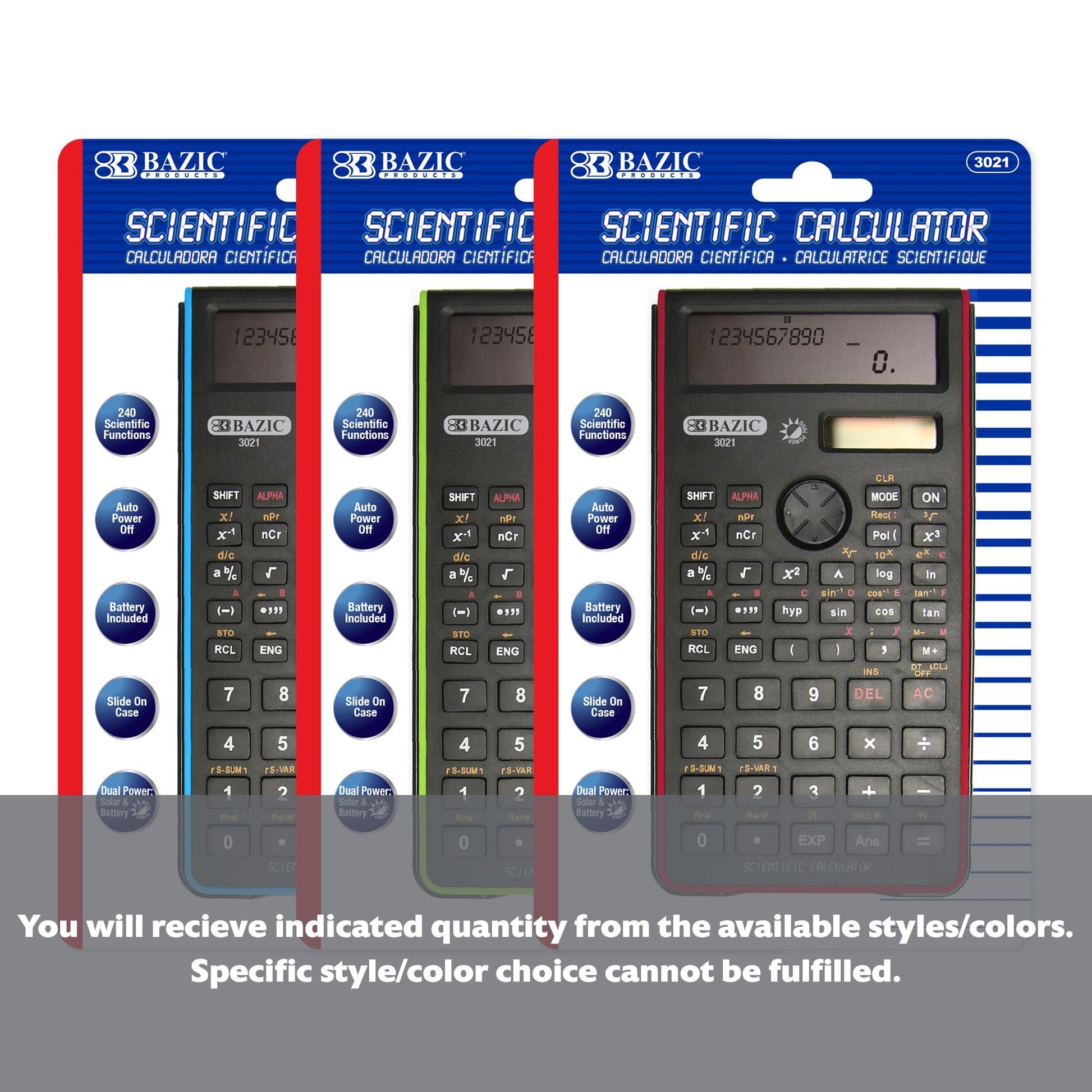 240 Function Fancy color Scientific Calculator w/ Slide-On Case
