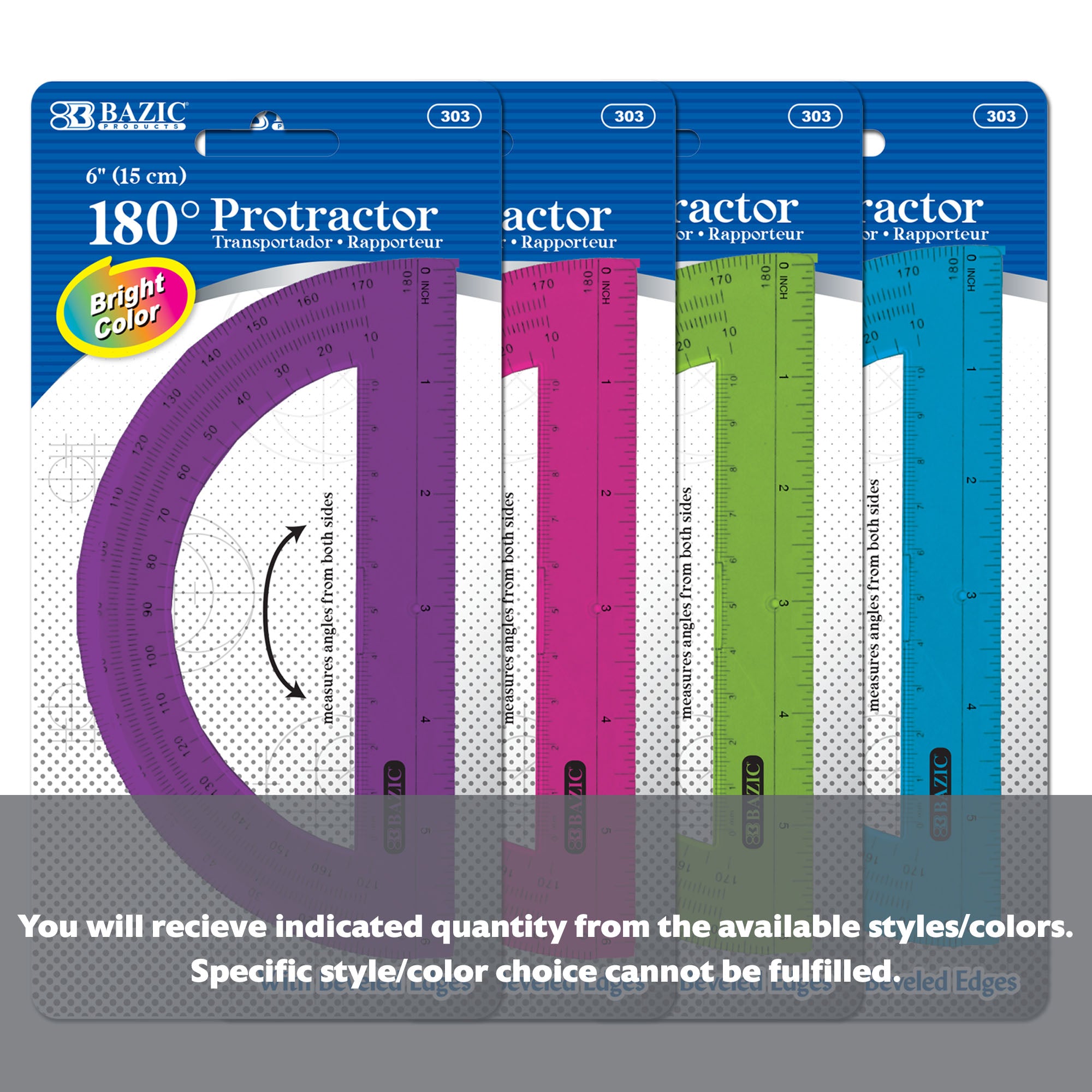 Assorted Color Semicircular 6" Protractor - BZBox