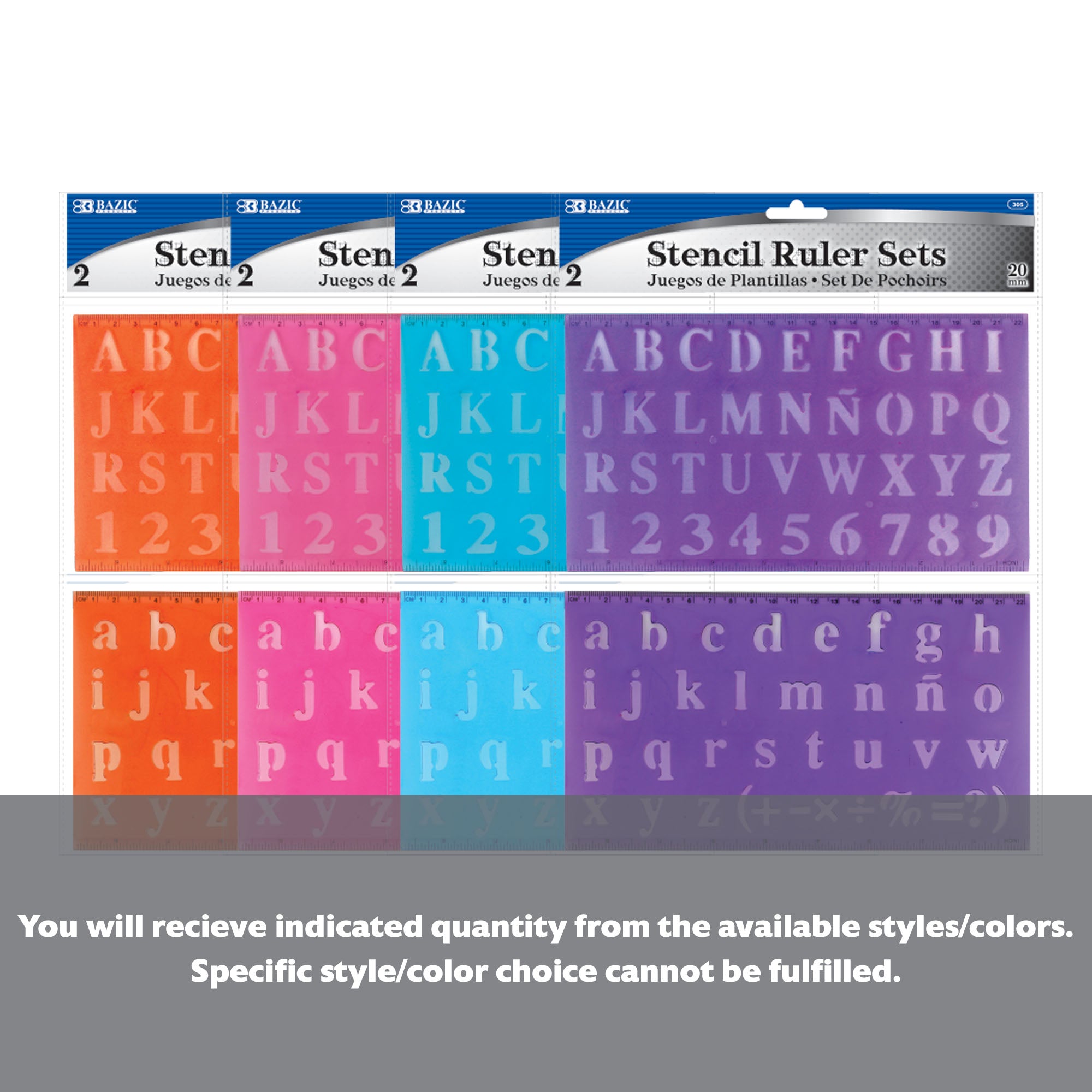 20mm Size Lettering Stencil Ruler Sets (2/Pack) - BZBox
