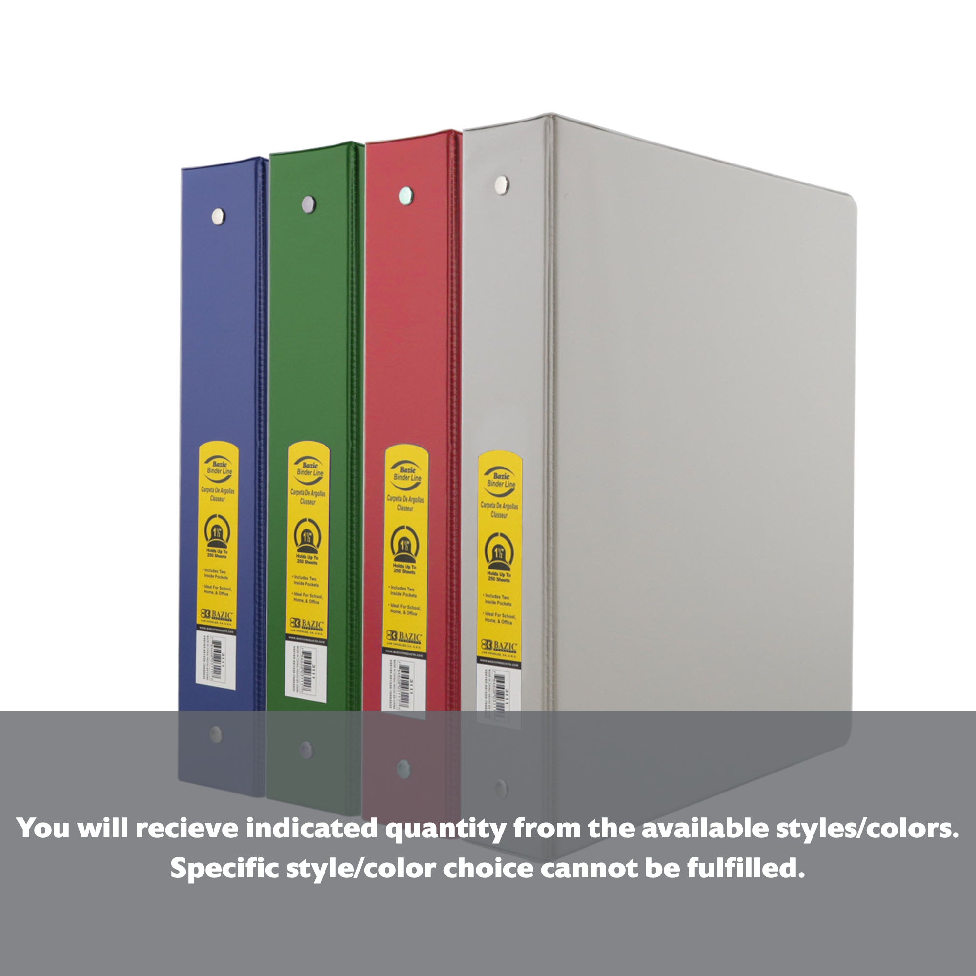 1.5" Assorted Color 3-Ring Binder w/ 2-Pockets