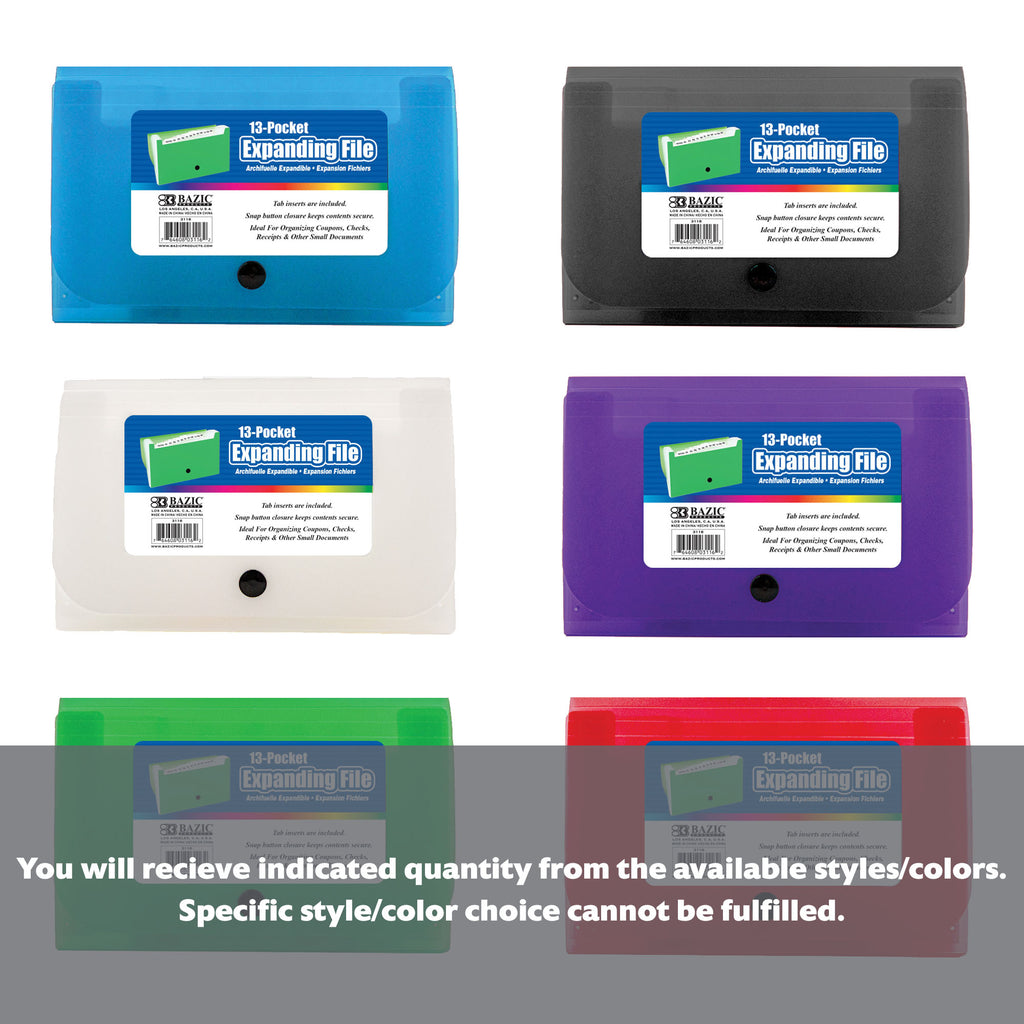 13-Pockets Coupon/Personal Check Size Expanding File