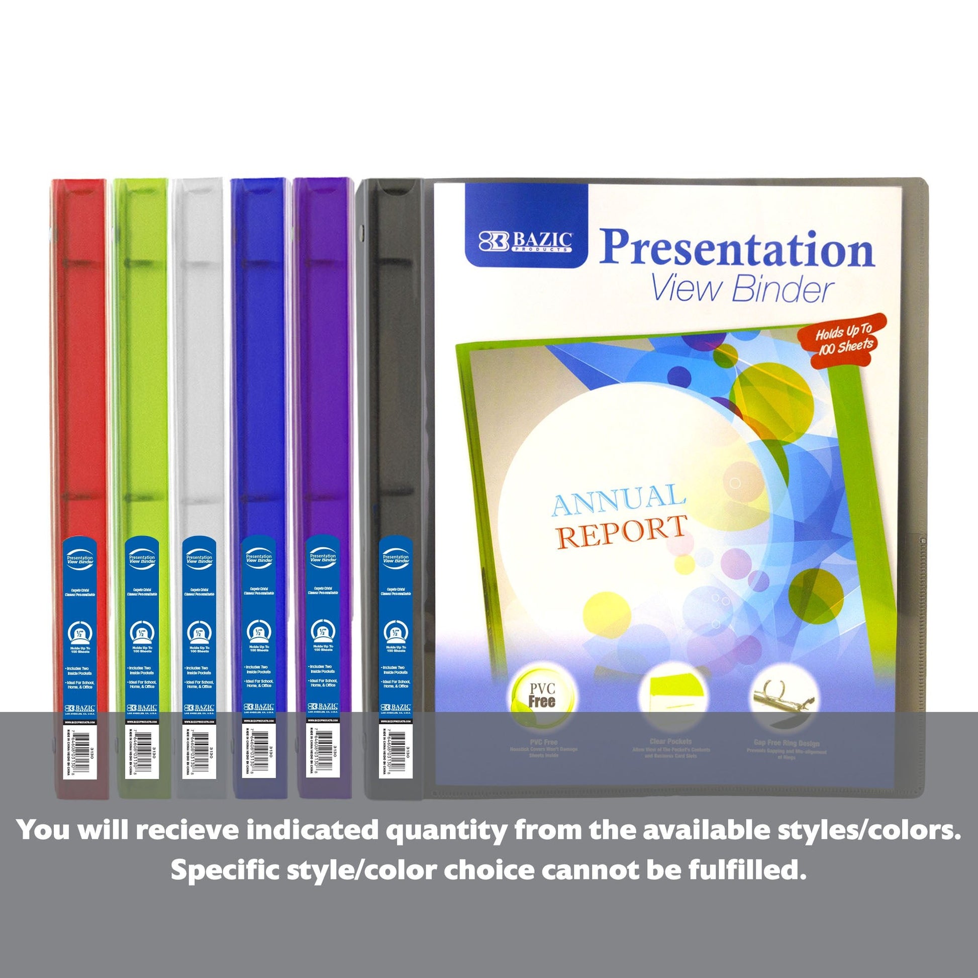 1/2" Poly 3-Ring Presentation View Binder w/ Pocket