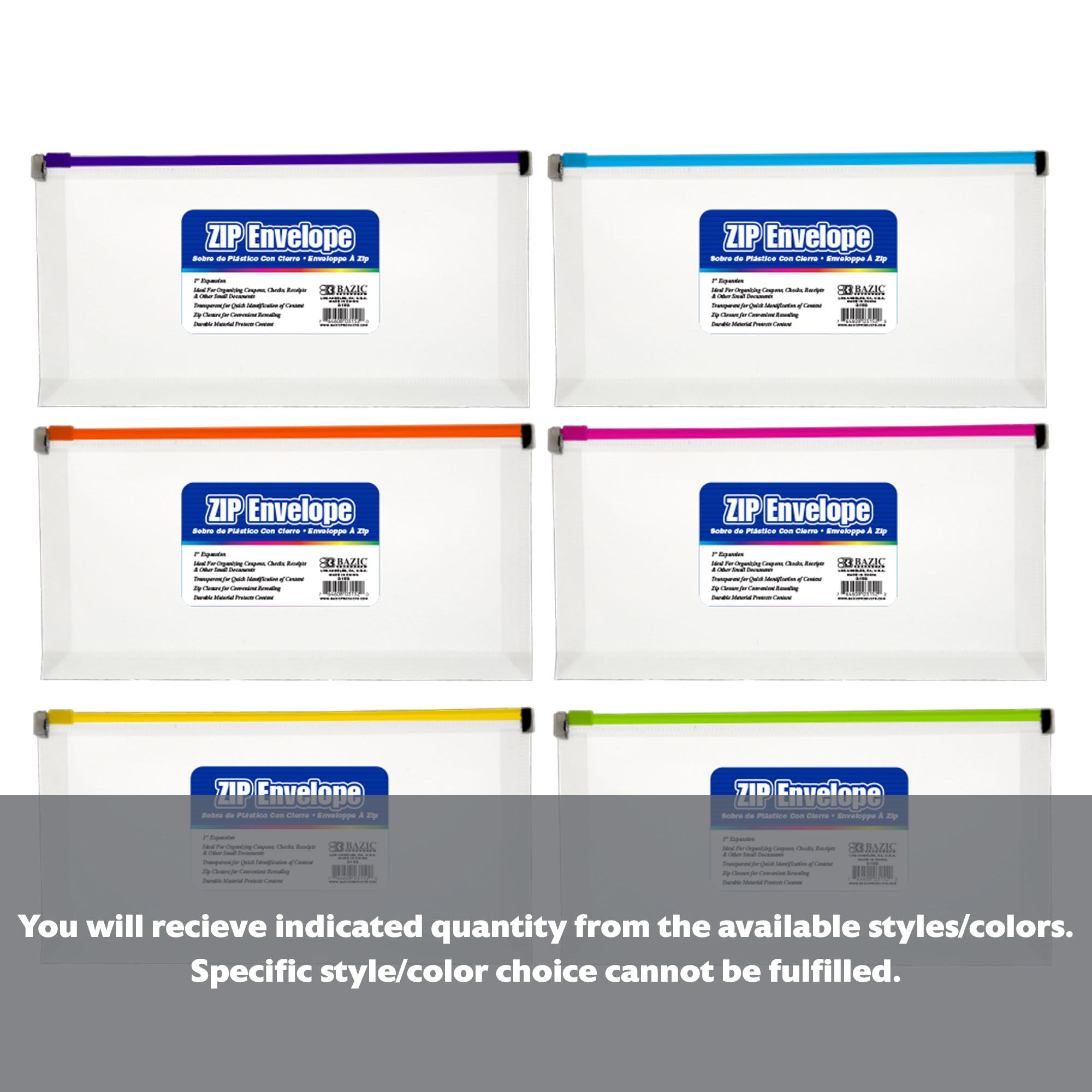 Clear Coupon/Check Size Zip Envelope