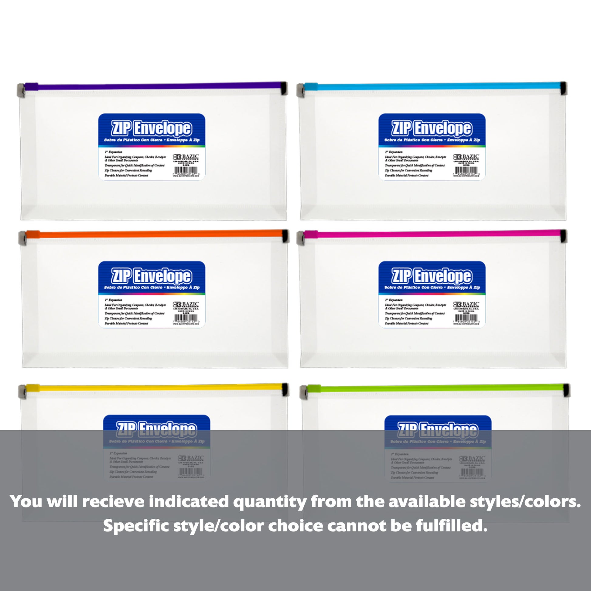 Clear Coupon/Check Size Zip Envelope