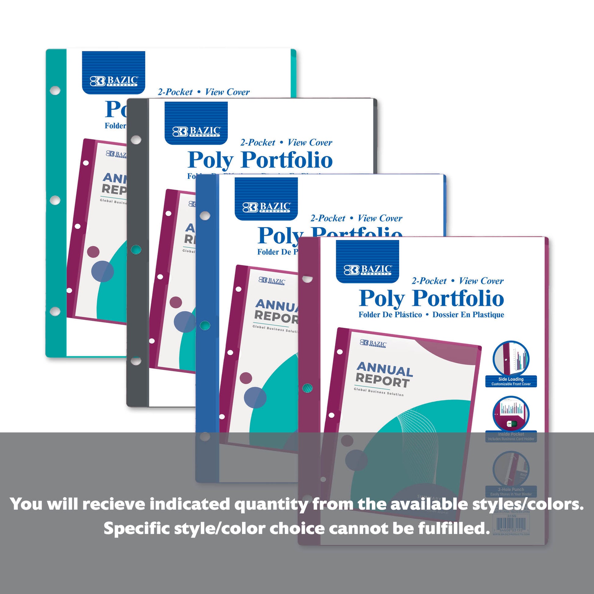 2-Pocket Poly Portfolio w/ Side Loading View Cover