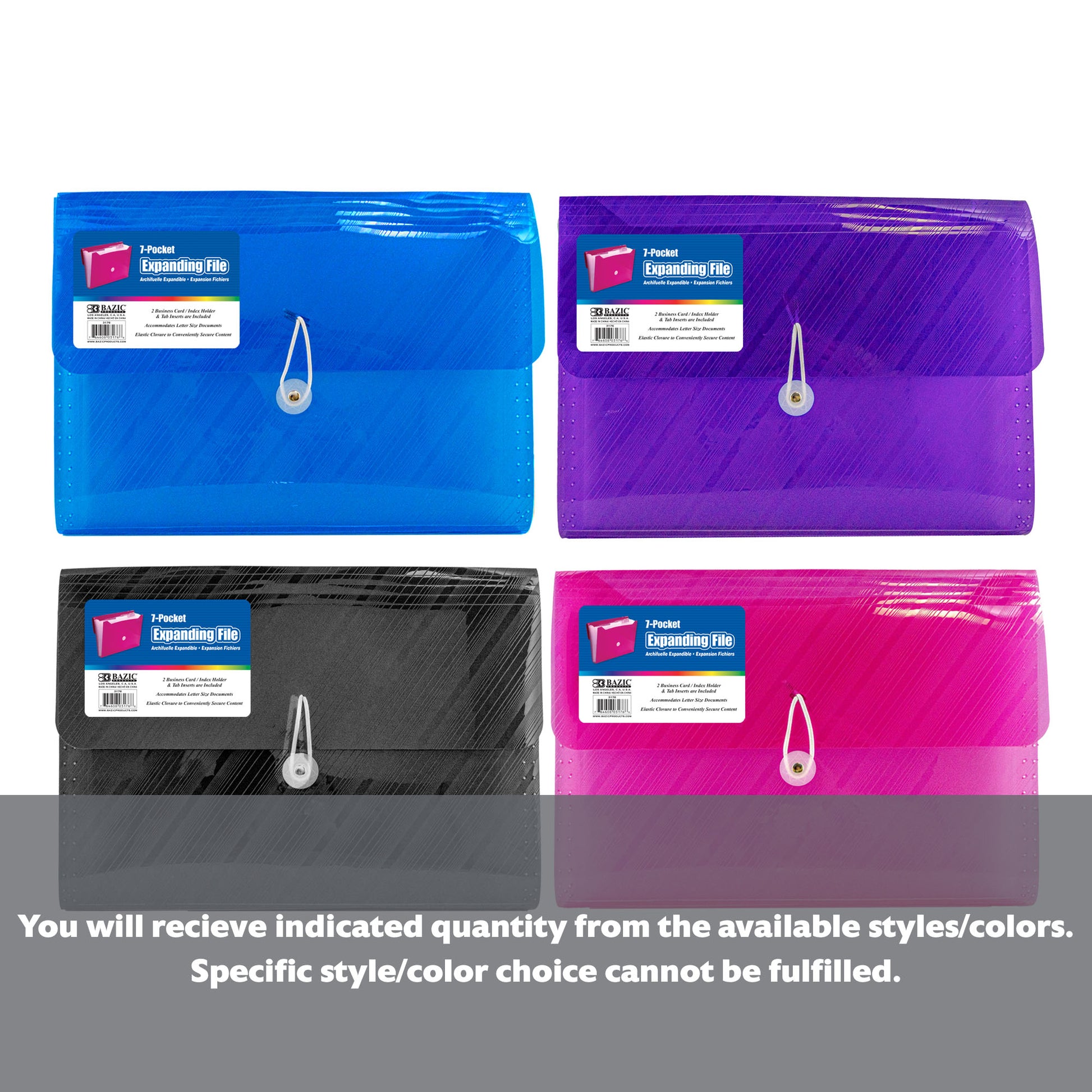 Translucent 7-Pocket A4/Letter Size Poly Expanding File