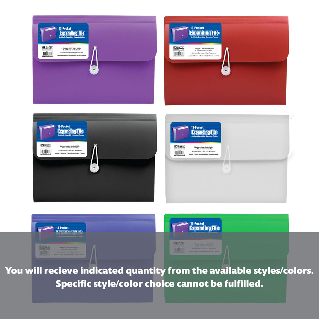 13-Pocket A4/Letter Size Poly Expanding File
