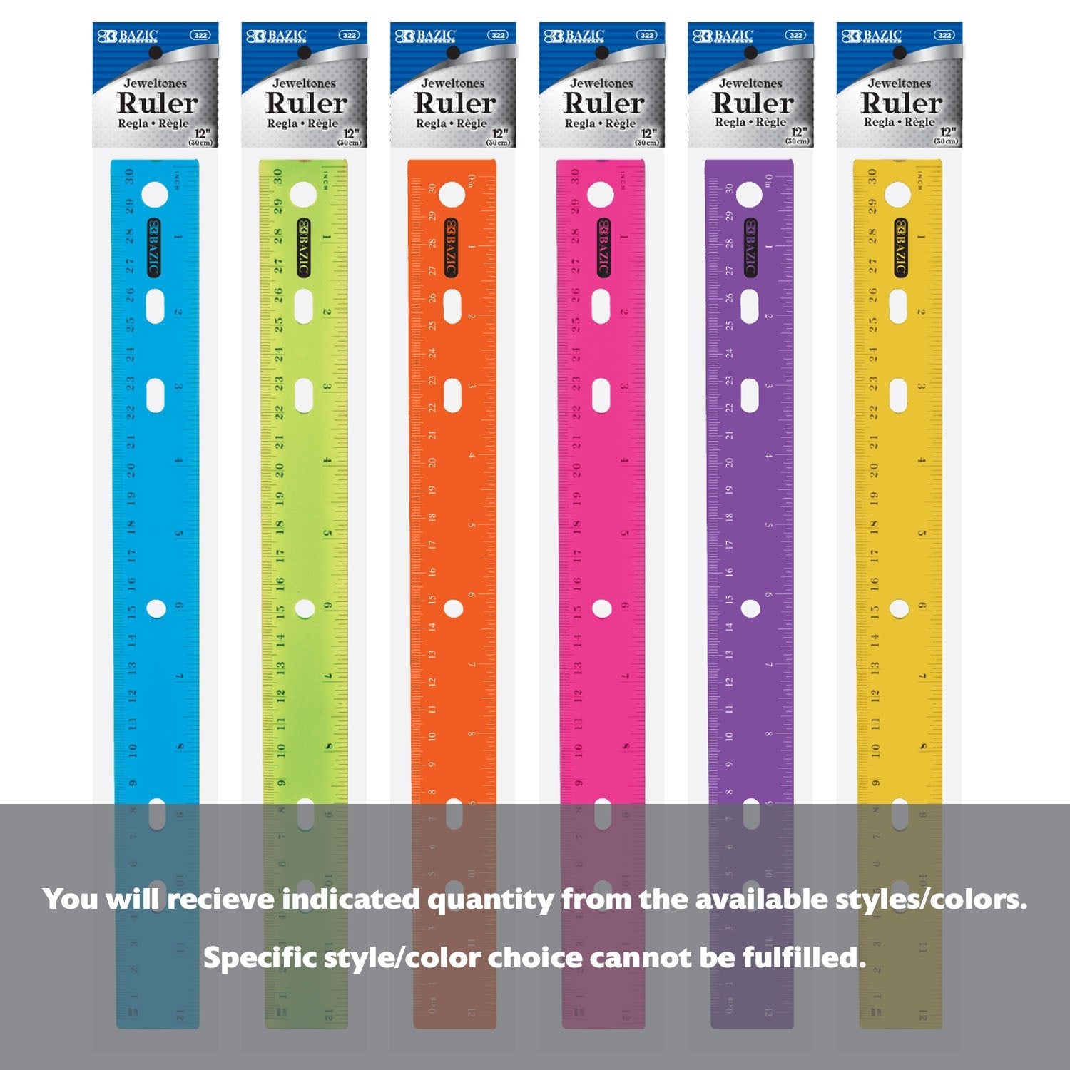 12" (30cm) Jeweltones Color Ruler - BZBox