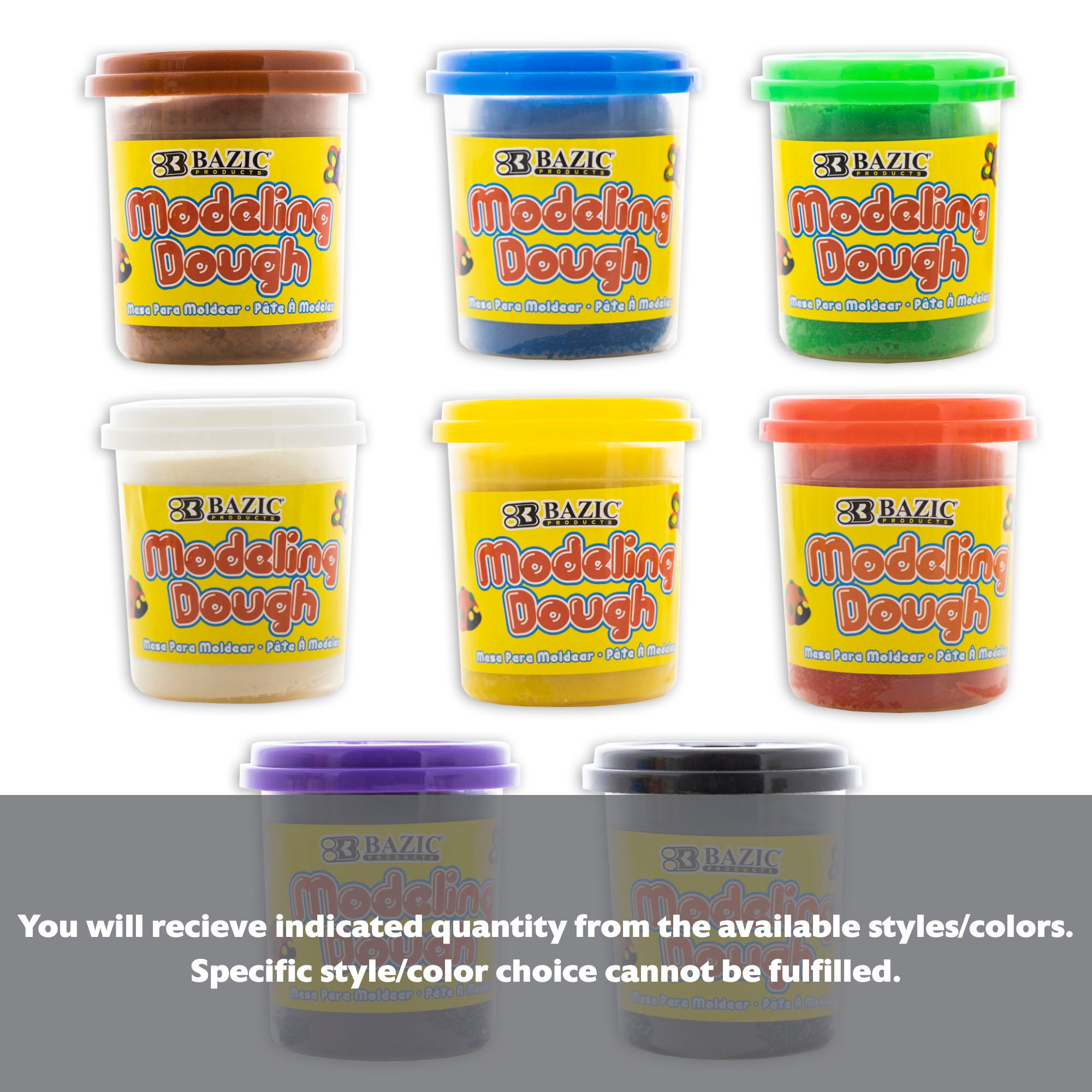 Set of 8 primary color BYOB modeling dough by BZBox in 7.76 oz (220g) packages, ideal for creative craft projects