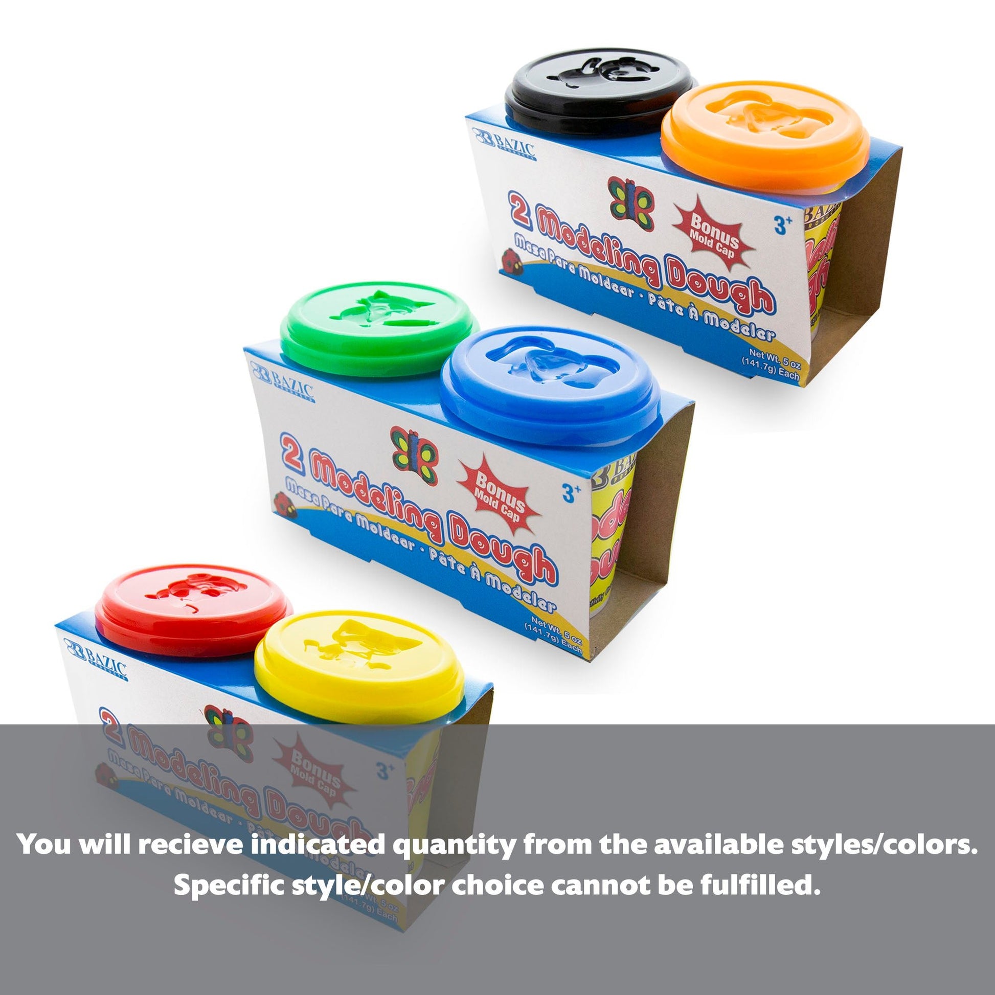 Two packs of 5 oz multi-color modeling dough by Bazicstore, soft and pliable for creative craft projects.