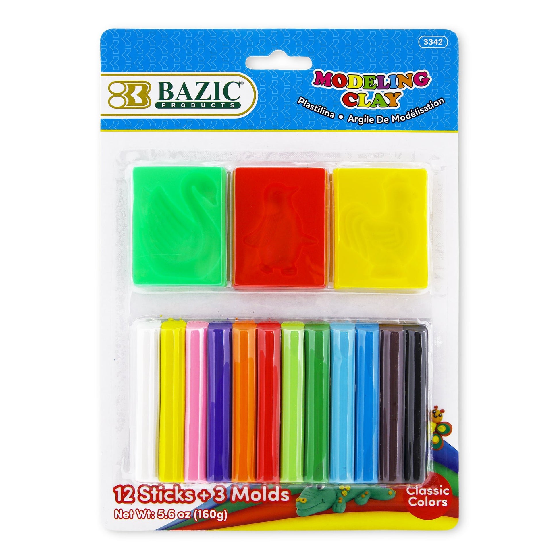 5.64 oz (160g) 12 Color Modeling Clay Sticks + 3 molding