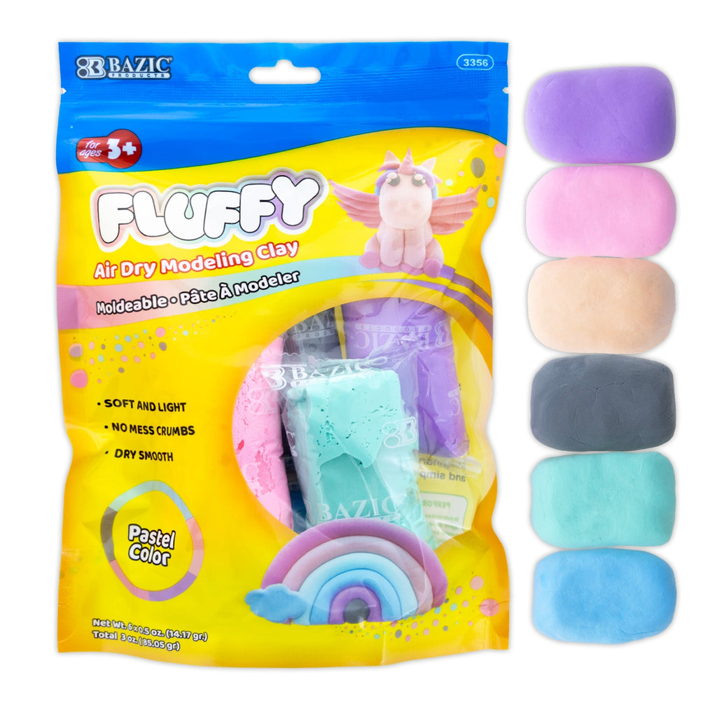 0.5 oz 6 Pastel Color Air Dry Modeling Clay