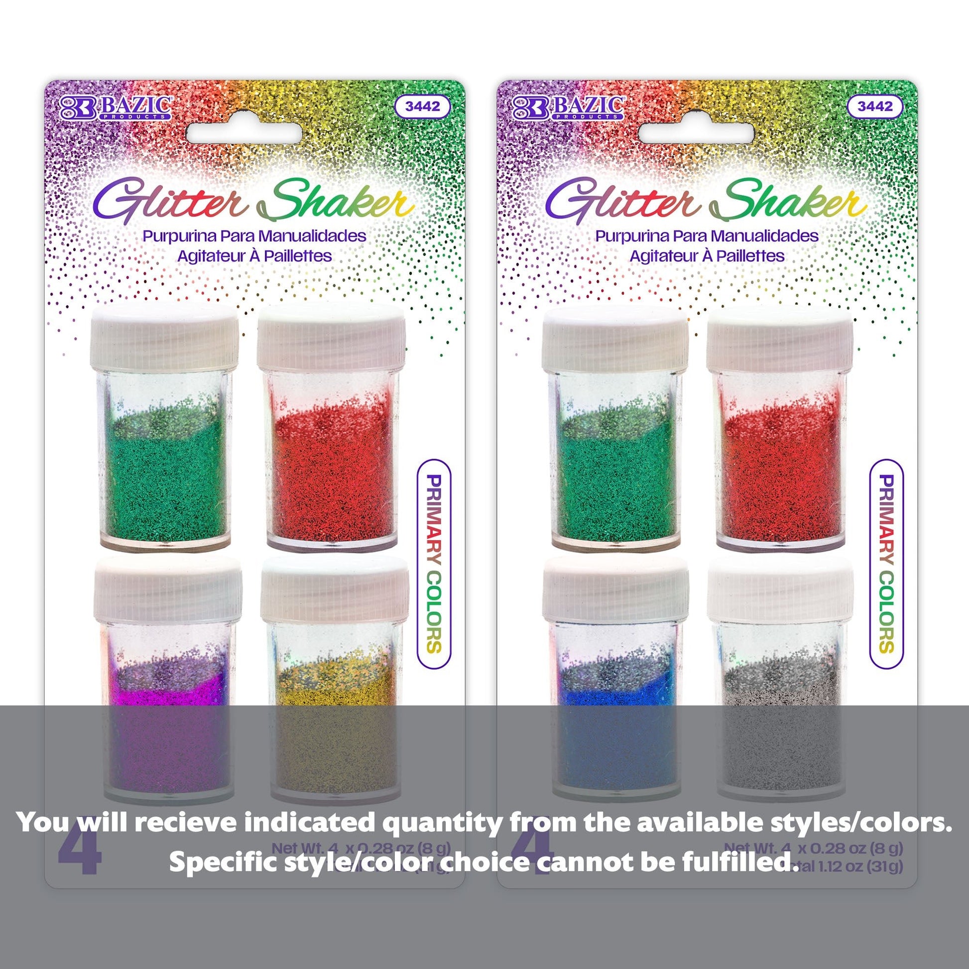 0.28 oz (8g) 4 Primary Color Glitter Shaker - BZBox