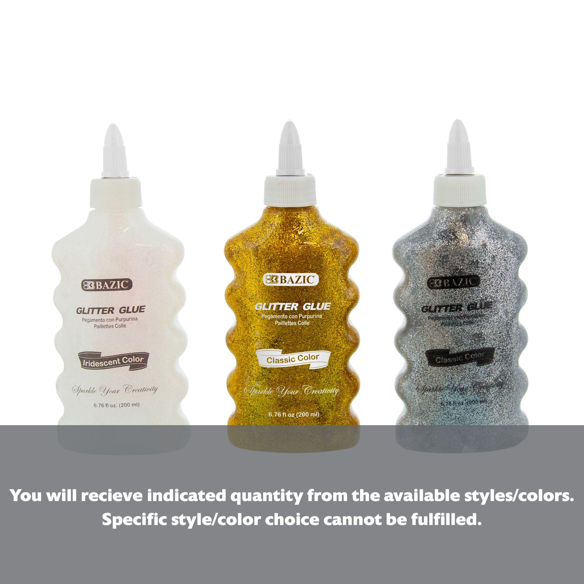 6.76 FL OZ (200 mL) Iridescent/Silver/Gold Color Glitter Glue