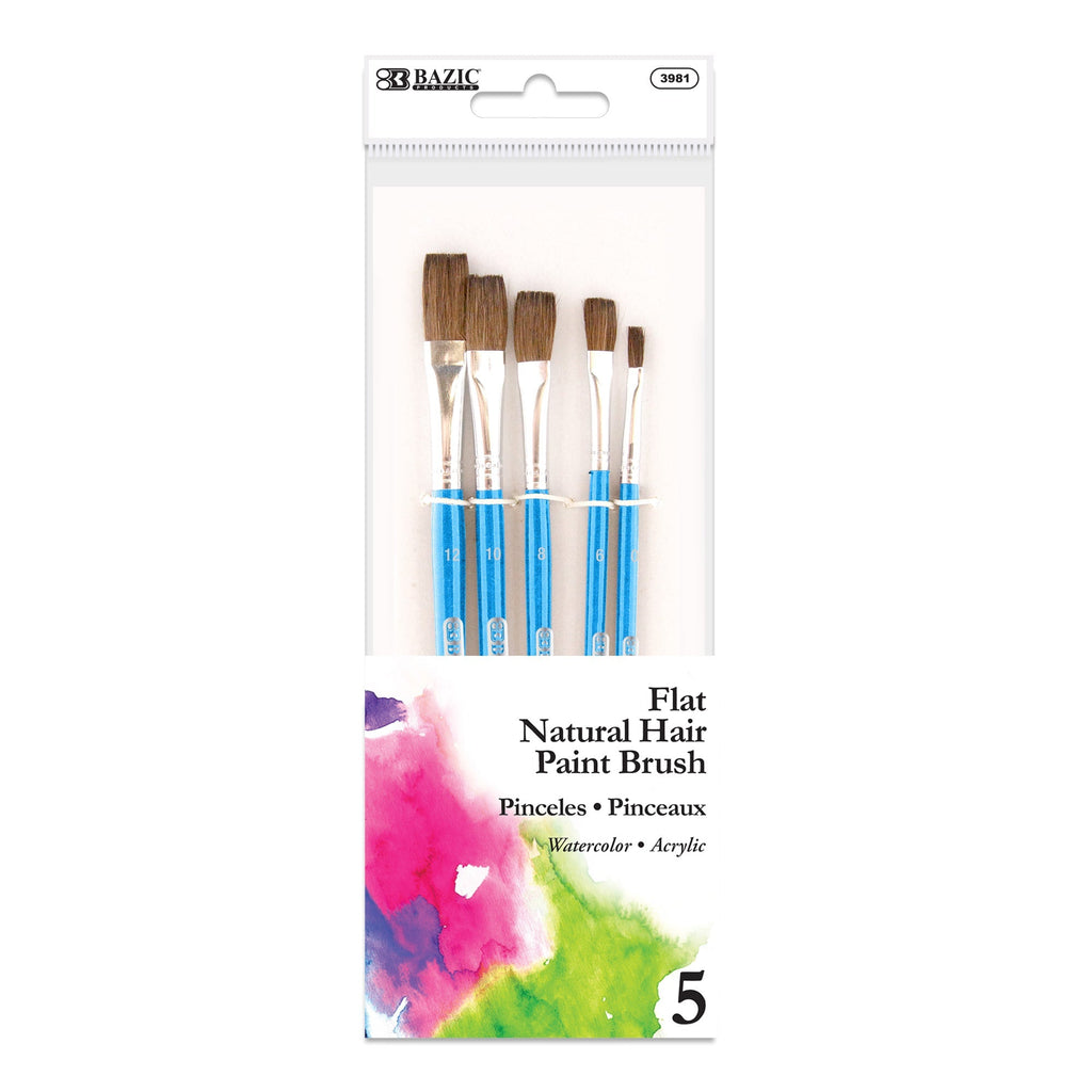 Flat Natural Hair Paint Brush (5/Pack)