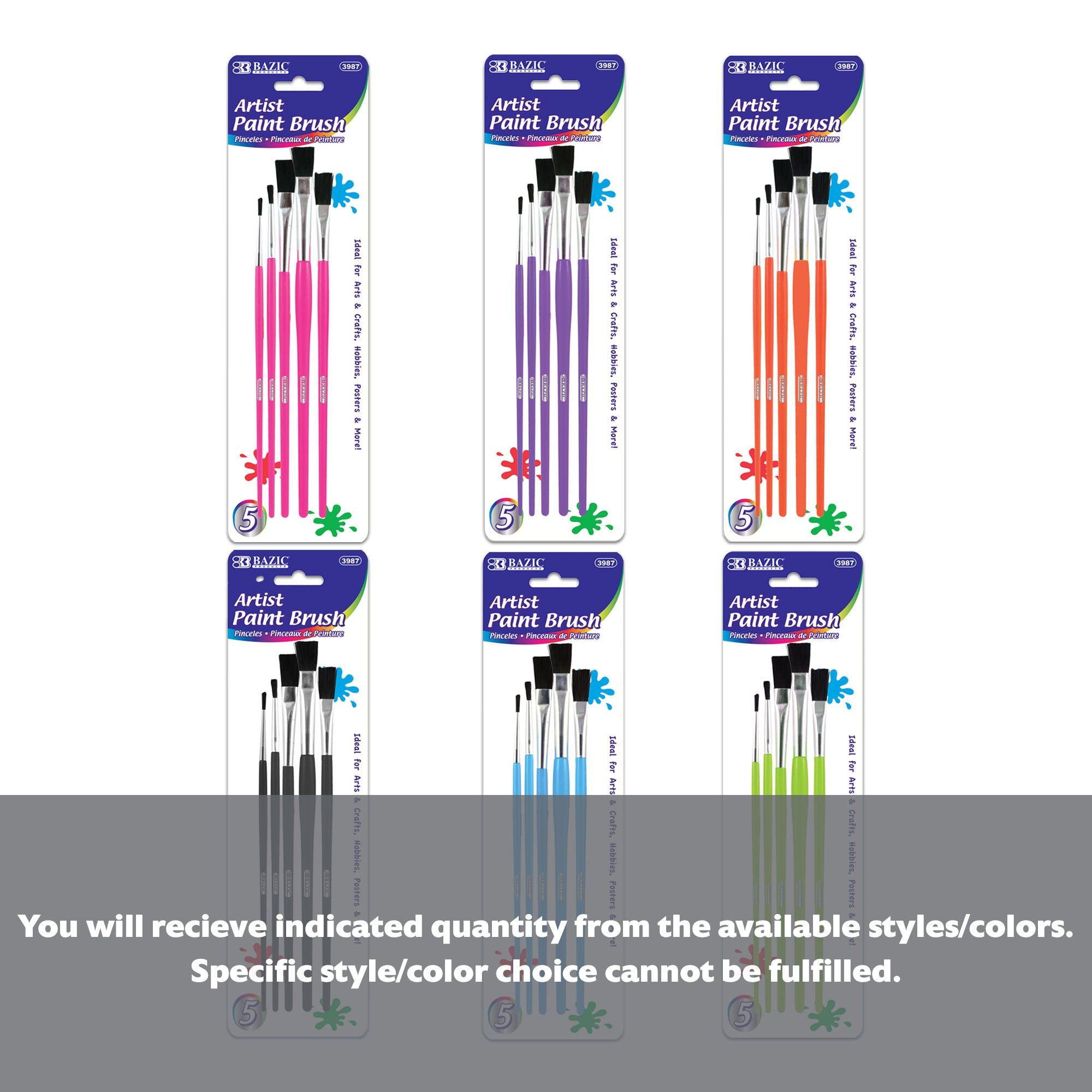 Asst. Size Kid's Paint Brush Set (5/Pack)
