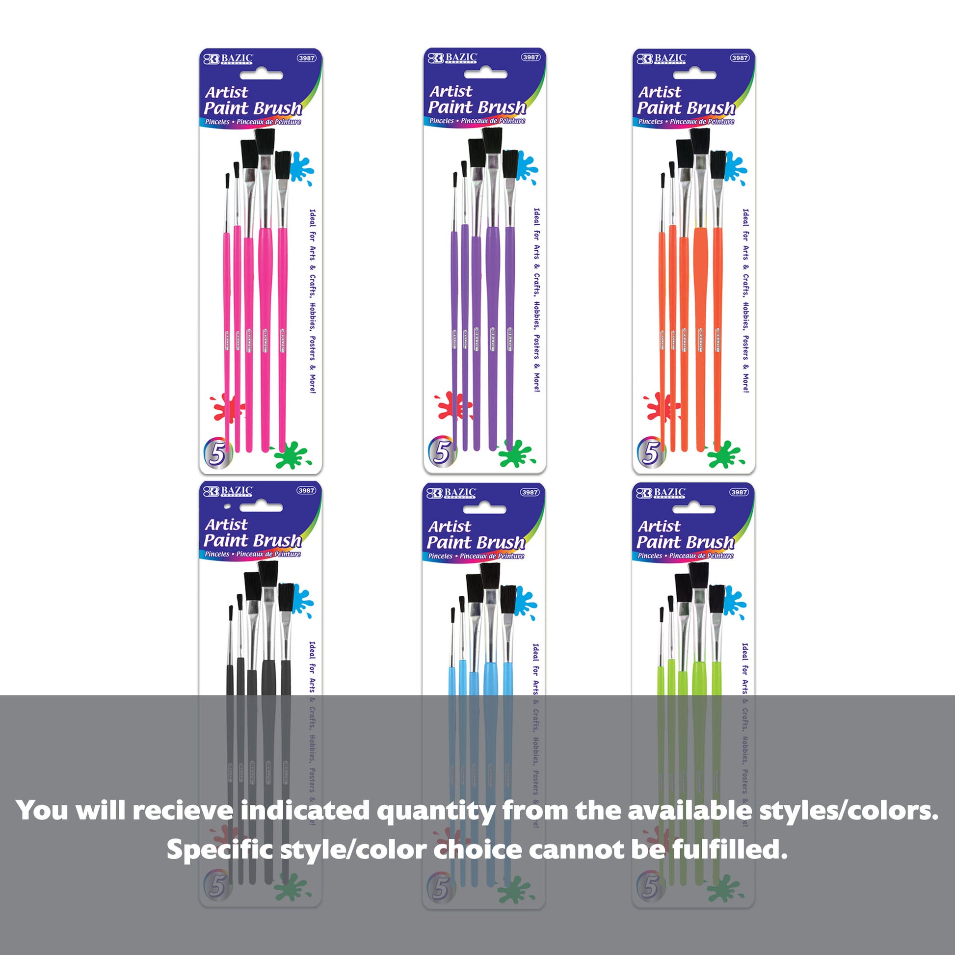 Asst. Size Kid's Paint Brush Set (5/Pack)