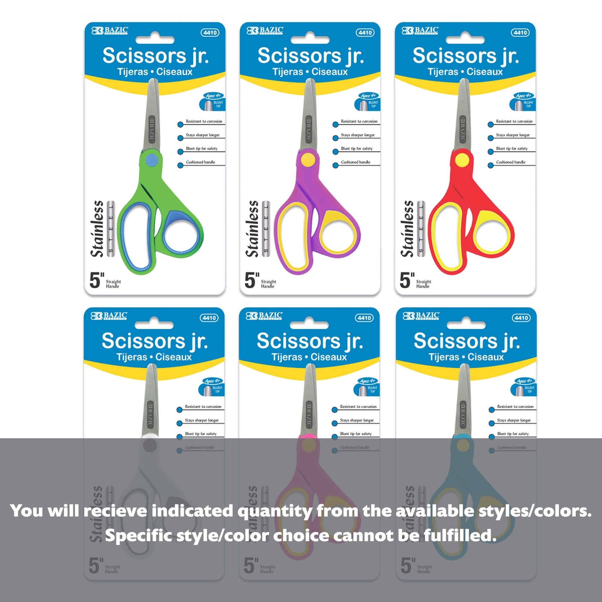 5" Soft Grip Blunt Tip Stainless Steel Scissors