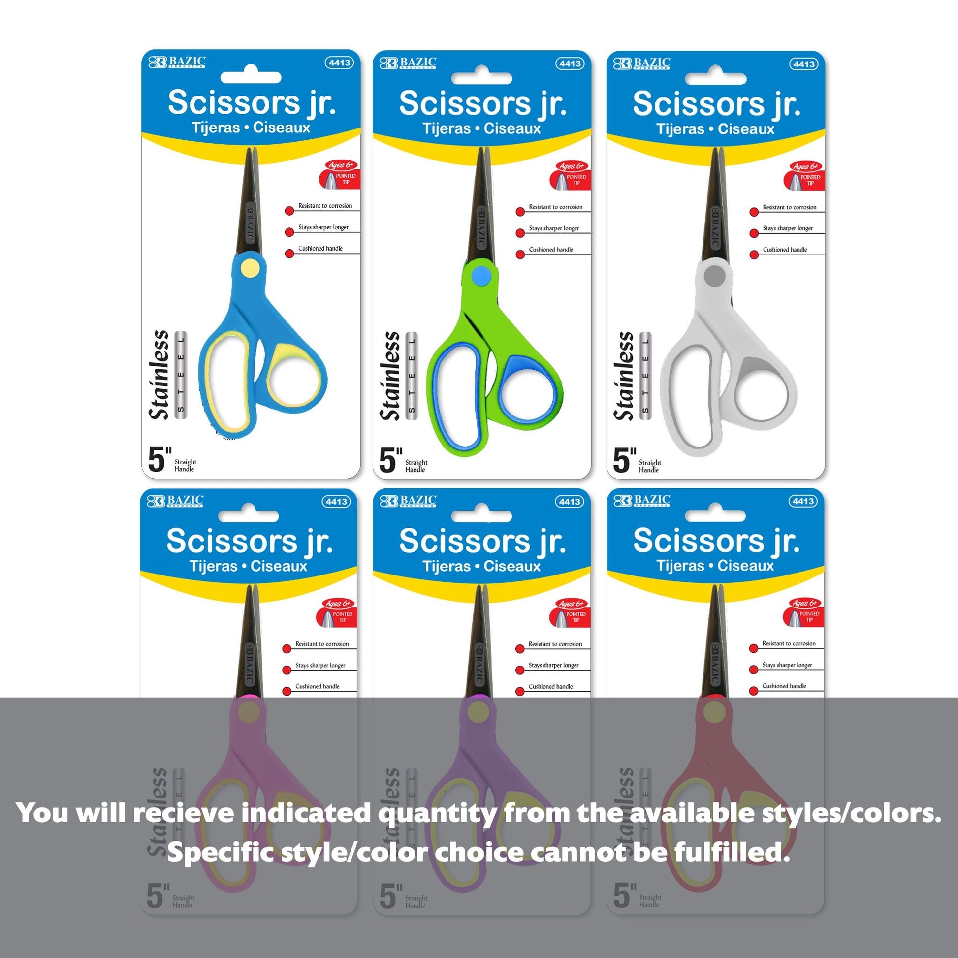 5" Soft Grip Pointed Tip Stainless Steel Scissors