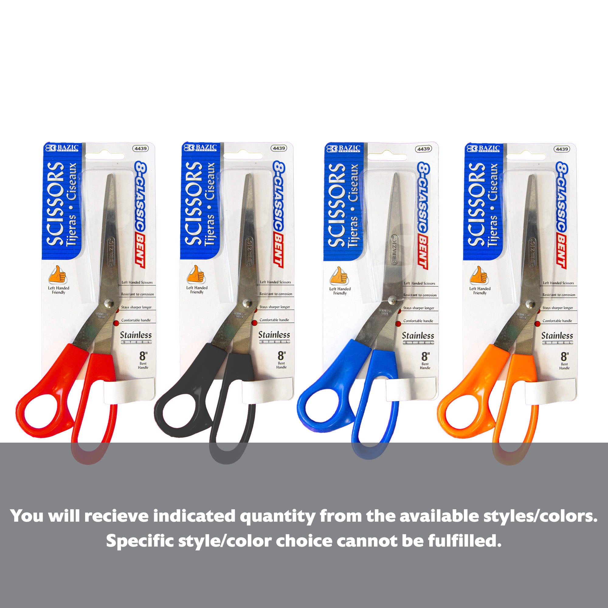 8" Classic Left Handed Bent Stainless Steel Scissors