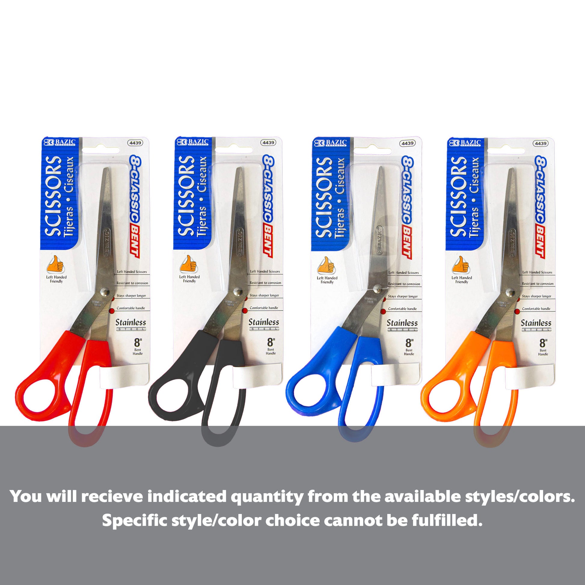 8" Classic Left Handed Bent Stainless Steel Scissors