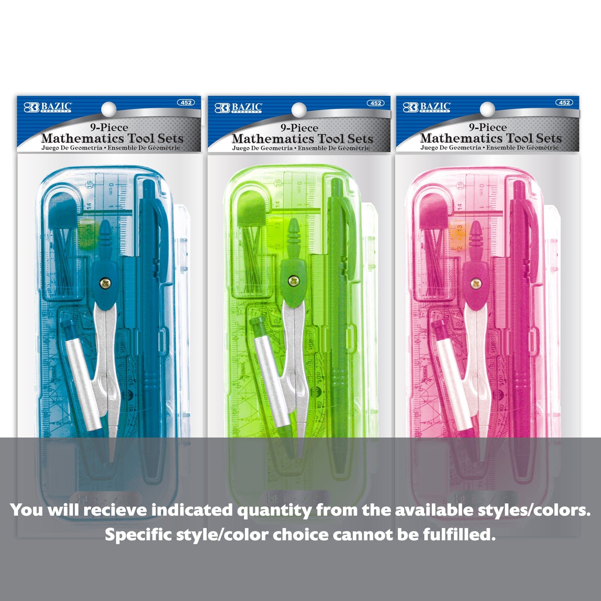 Bright Color 9 Pcs. Math Tool Sets - BZBox